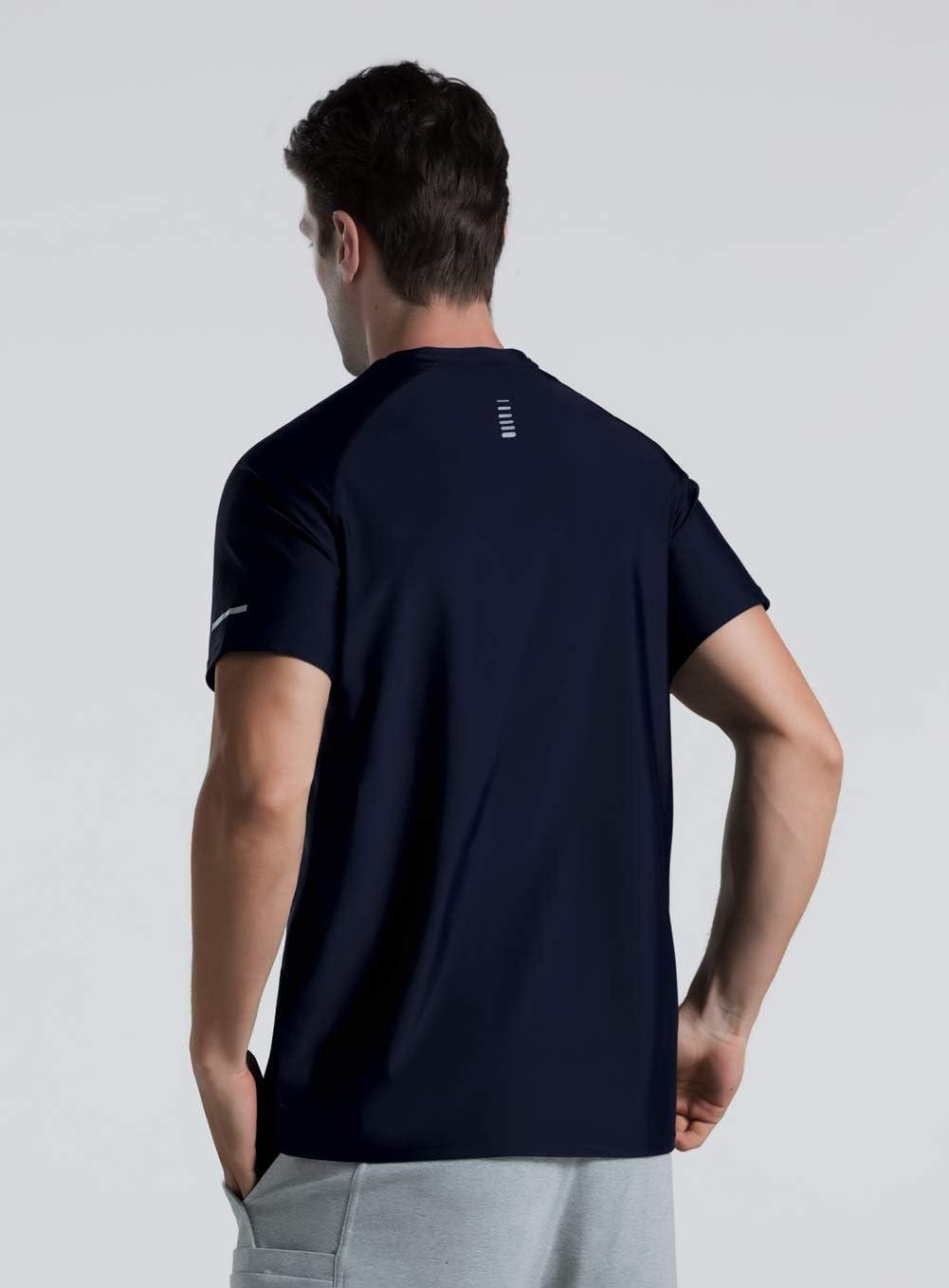 imageMens Cooling Ice Silk Running Shirts Quick Dry Short Sleeve Athletic Gym TShirts UPF 50 Outdoor Workout TshirtsBlue