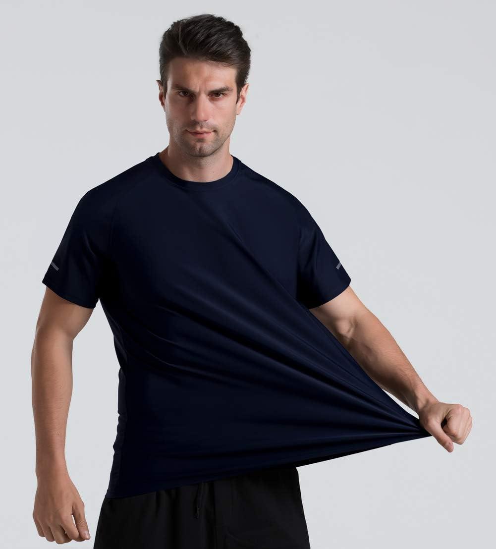 imageMens Cooling Ice Silk Running Shirts Quick Dry Short Sleeve Athletic Gym TShirts UPF 50 Outdoor Workout TshirtsBlue