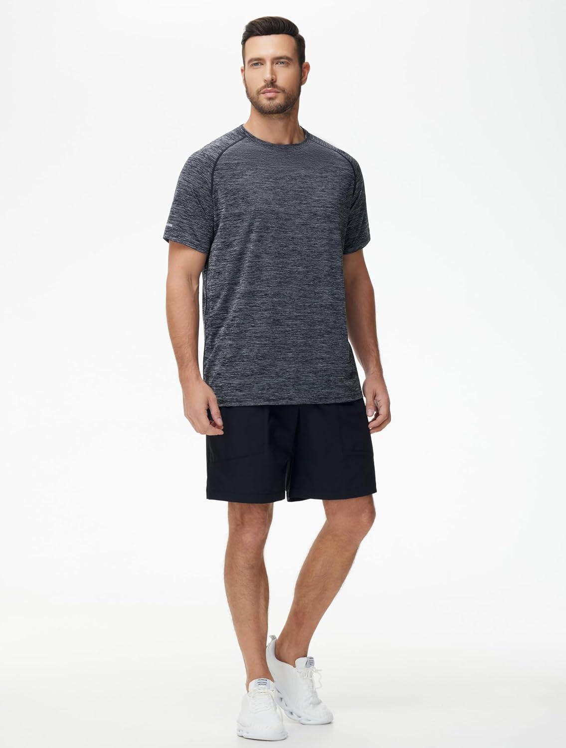 imageMens Cooling Ice Silk Running Shirts Quick Dry Short Sleeve Athletic Gym TShirts UPF 50 Outdoor Workout TshirtsBlue Grey Heather
