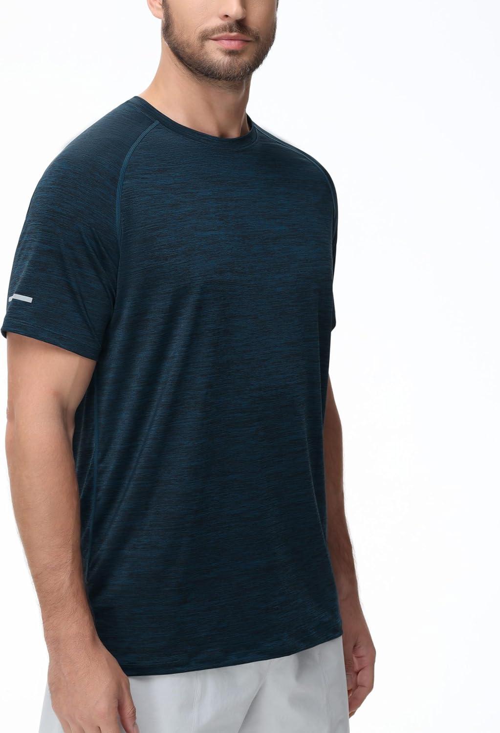 imageMens Cooling Ice Silk Running Shirts Quick Dry Short Sleeve Athletic Gym TShirts UPF 50 Outdoor Workout TshirtsBlue Ink Heather