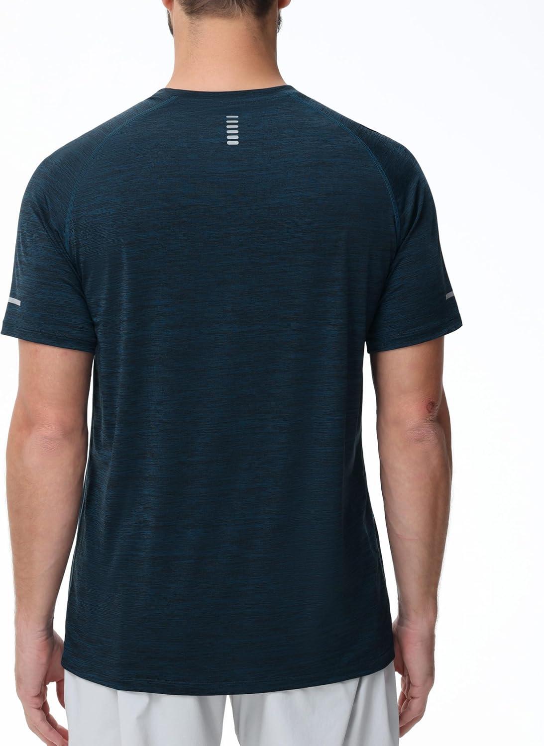imageMens Cooling Ice Silk Running Shirts Quick Dry Short Sleeve Athletic Gym TShirts UPF 50 Outdoor Workout TshirtsBlue Ink Heather