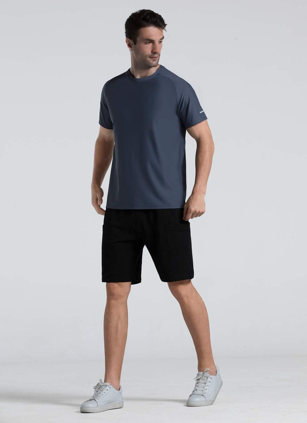 imageMens Cooling Ice Silk Running Shirts Quick Dry Short Sleeve Athletic Gym TShirts UPF 50 Outdoor Workout TshirtsCharcoal Grey