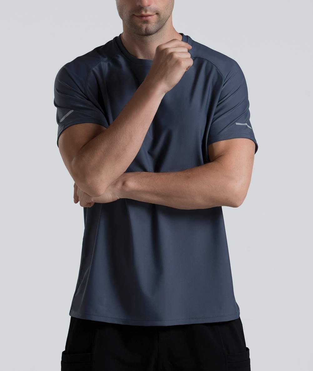 imageMens Cooling Ice Silk Running Shirts Quick Dry Short Sleeve Athletic Gym TShirts UPF 50 Outdoor Workout TshirtsCharcoal Grey