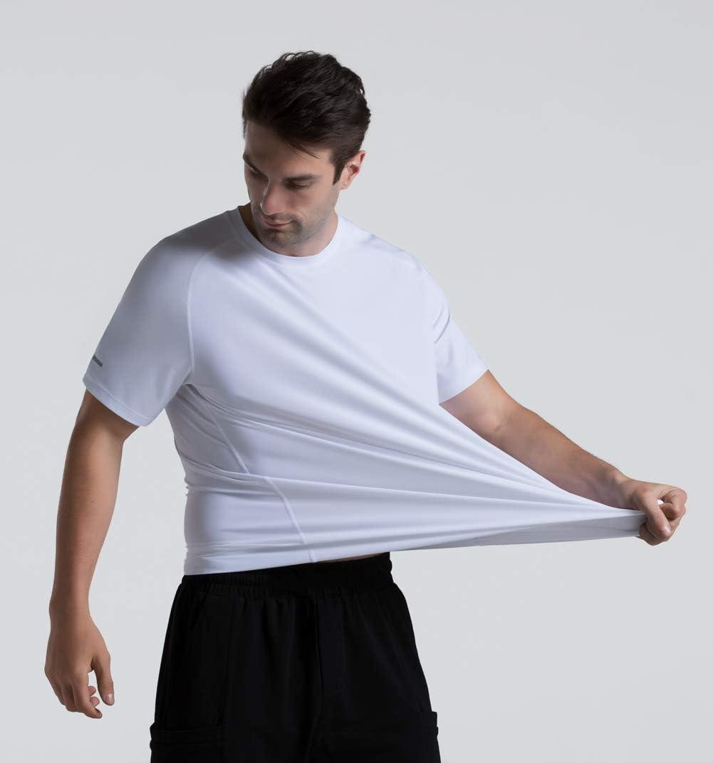 imageMens Cooling Ice Silk Running Shirts Quick Dry Short Sleeve Athletic Gym TShirts UPF 50 Outdoor Workout TshirtsWhite