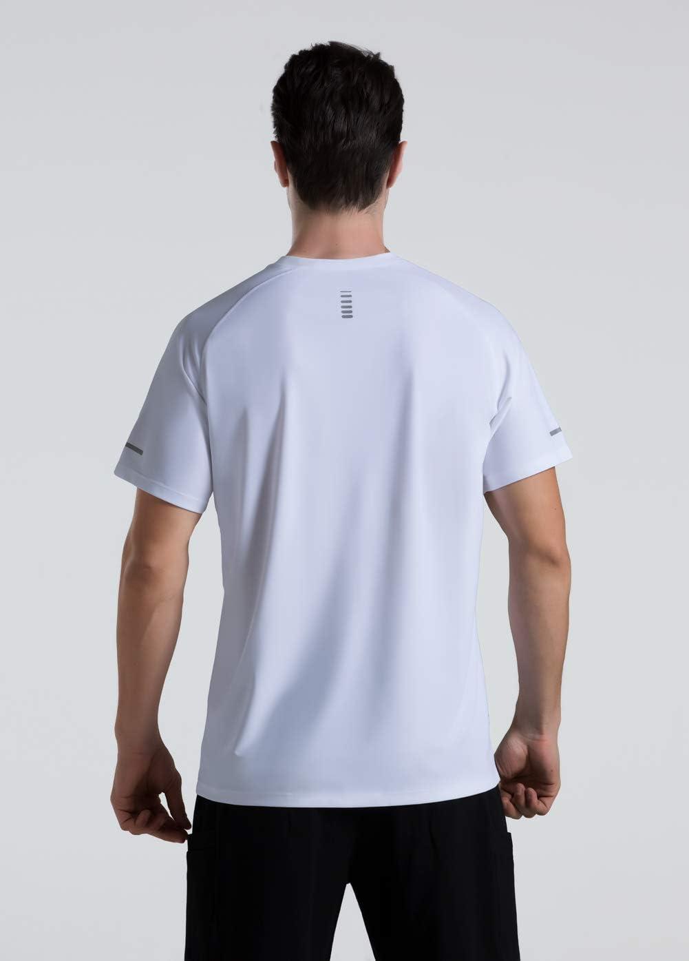 imageMens Cooling Ice Silk Running Shirts Quick Dry Short Sleeve Athletic Gym TShirts UPF 50 Outdoor Workout TshirtsWhite