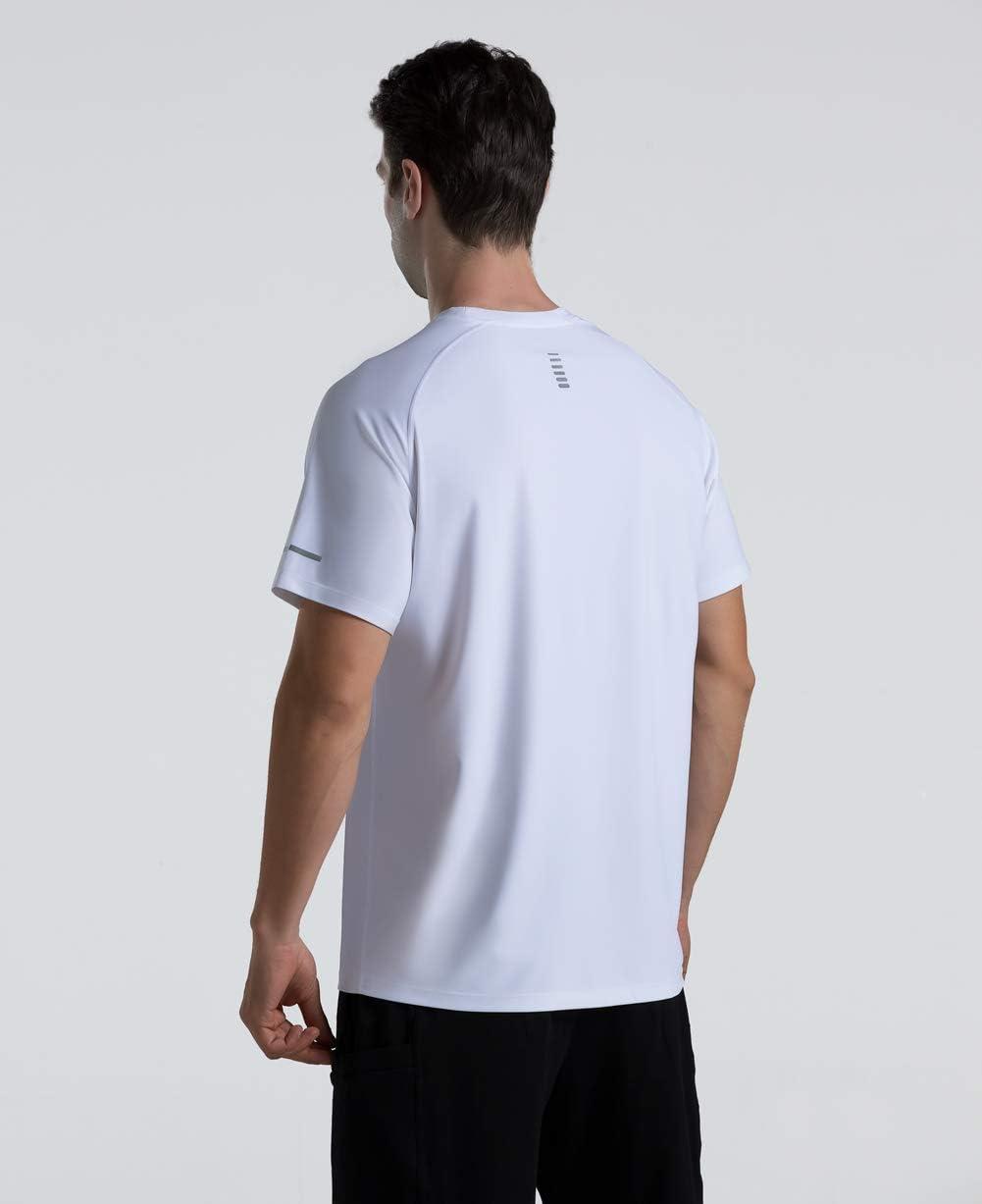 imageMens Cooling Ice Silk Running Shirts Quick Dry Short Sleeve Athletic Gym TShirts UPF 50 Outdoor Workout TshirtsWhite