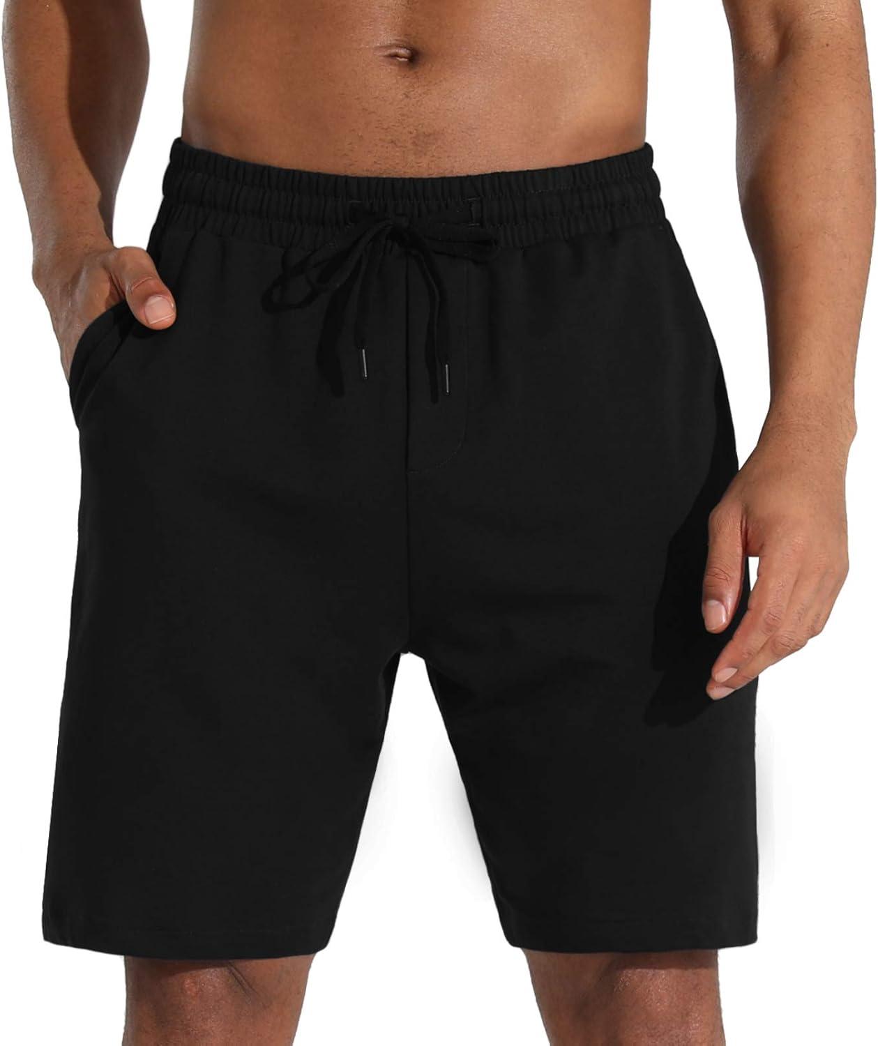imageMens Lounge Shorts with Deep Pockets Loosefit Jersey Shorts for RunningWorkoutTraining Basketball605 Black