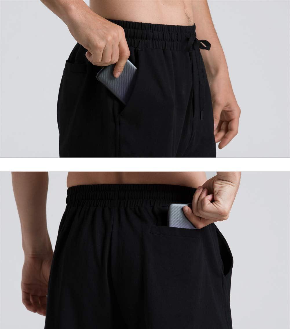 imageMens Lounge Shorts with Deep Pockets Loosefit Jersey Shorts for RunningWorkoutTraining Basketball605 Black