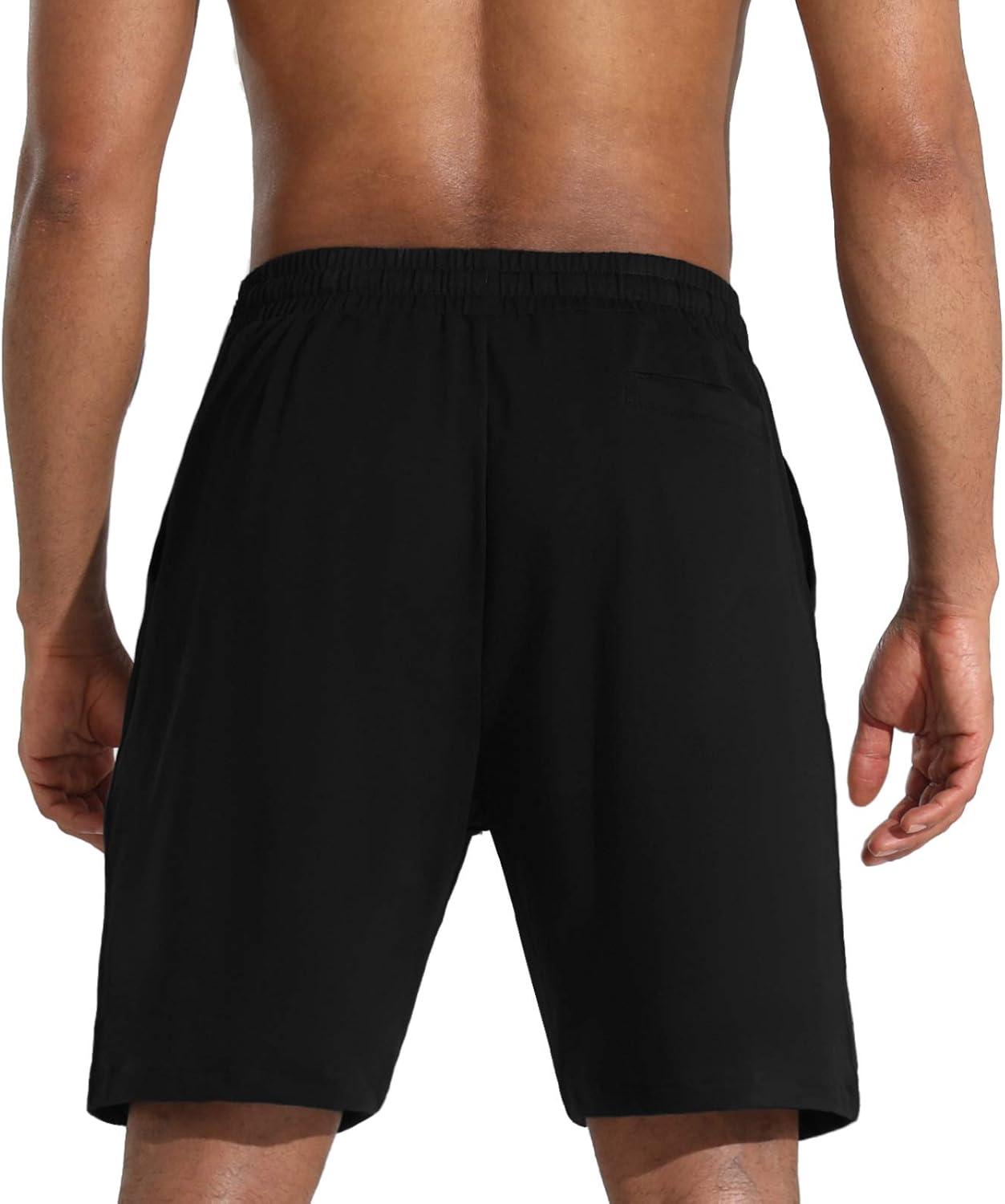 imageMens Lounge Shorts with Deep Pockets Loosefit Jersey Shorts for RunningWorkoutTraining Basketball605 Black