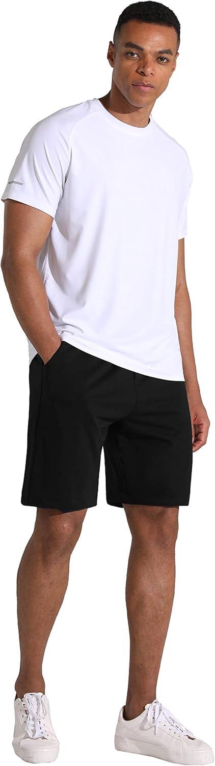 imageMens Lounge Shorts with Deep Pockets Loosefit Jersey Shorts for RunningWorkoutTraining Basketball605 Black