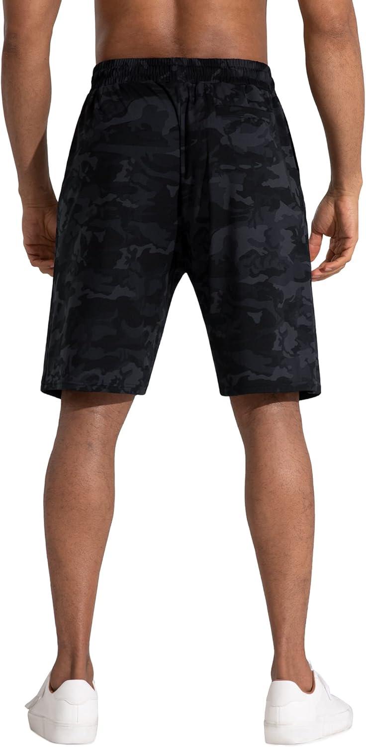 imageMens Lounge Shorts with Deep Pockets Loosefit Jersey Shorts for RunningWorkoutTraining BasketballBlackgrey Camo