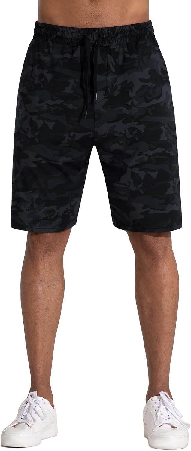 imageMens Lounge Shorts with Deep Pockets Loosefit Jersey Shorts for RunningWorkoutTraining BasketballBlackgrey Camo