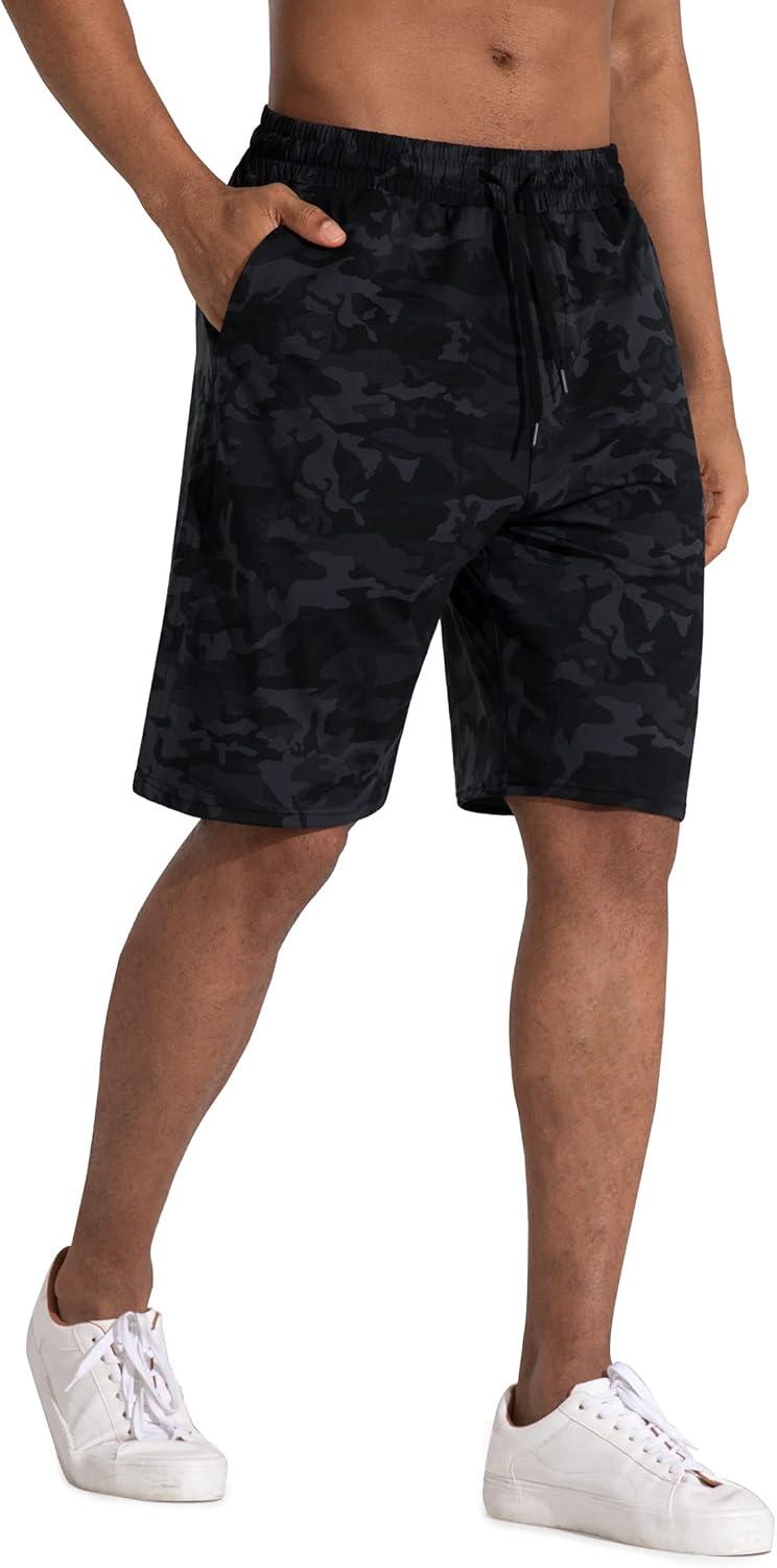 imageMens Lounge Shorts with Deep Pockets Loosefit Jersey Shorts for RunningWorkoutTraining BasketballBlackgrey Camo