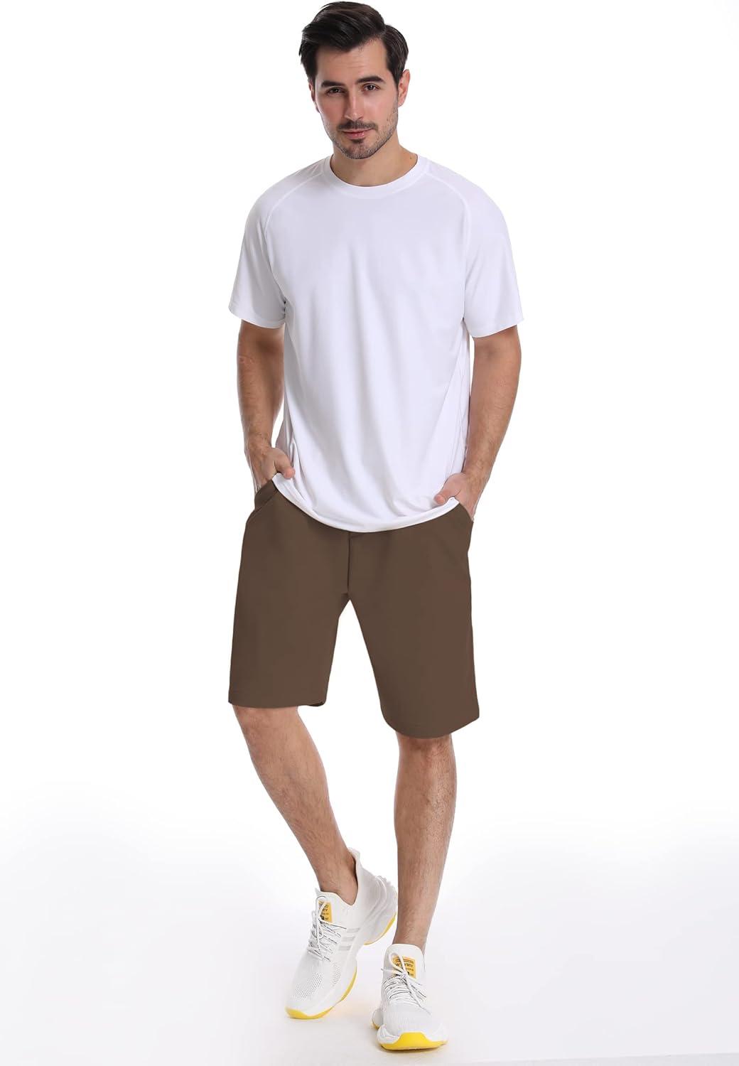 imageMens Lounge Shorts with Deep Pockets Loosefit Jersey Shorts for RunningWorkoutTraining BasketballBrown