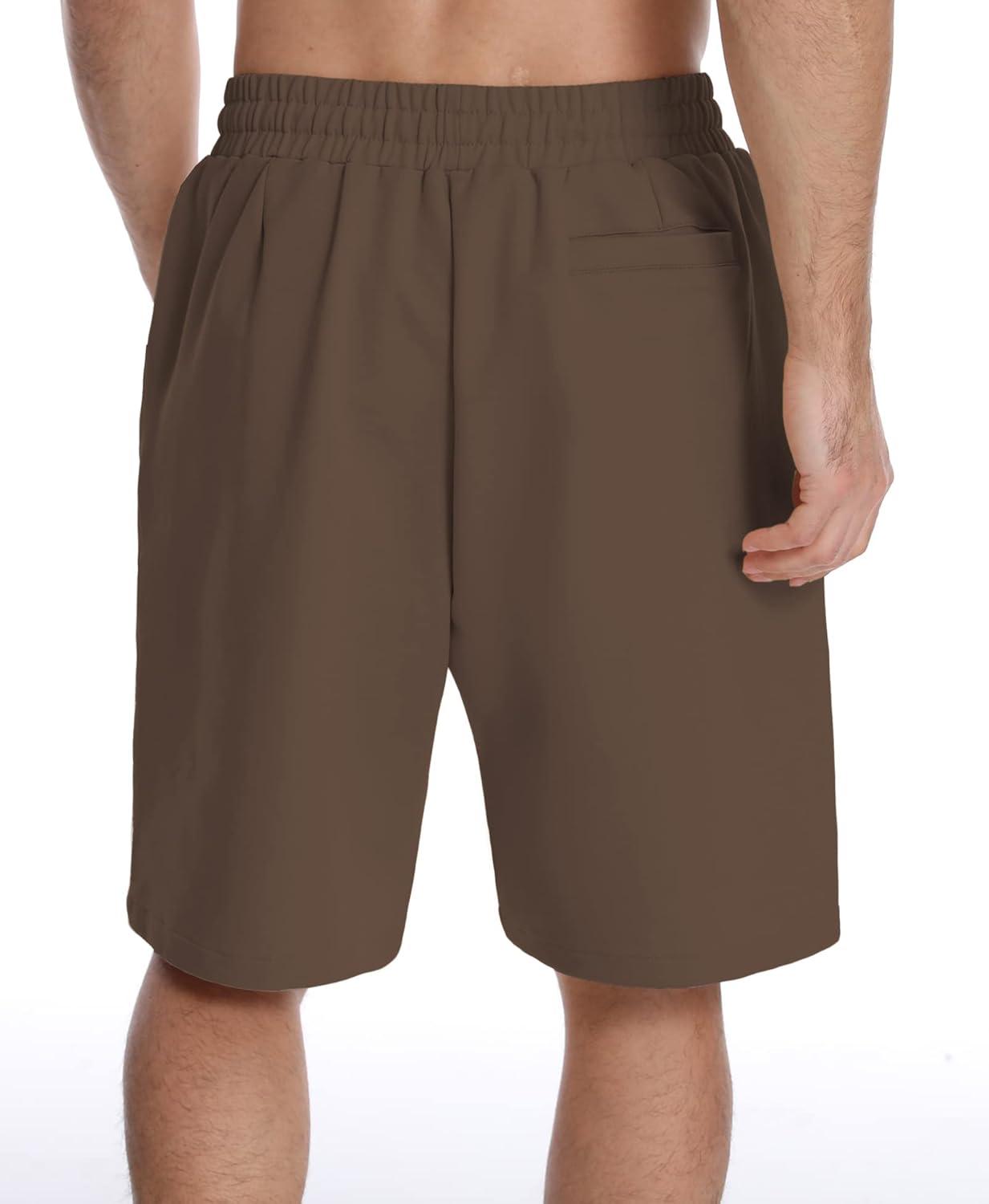 imageMens Lounge Shorts with Deep Pockets Loosefit Jersey Shorts for RunningWorkoutTraining BasketballBrown