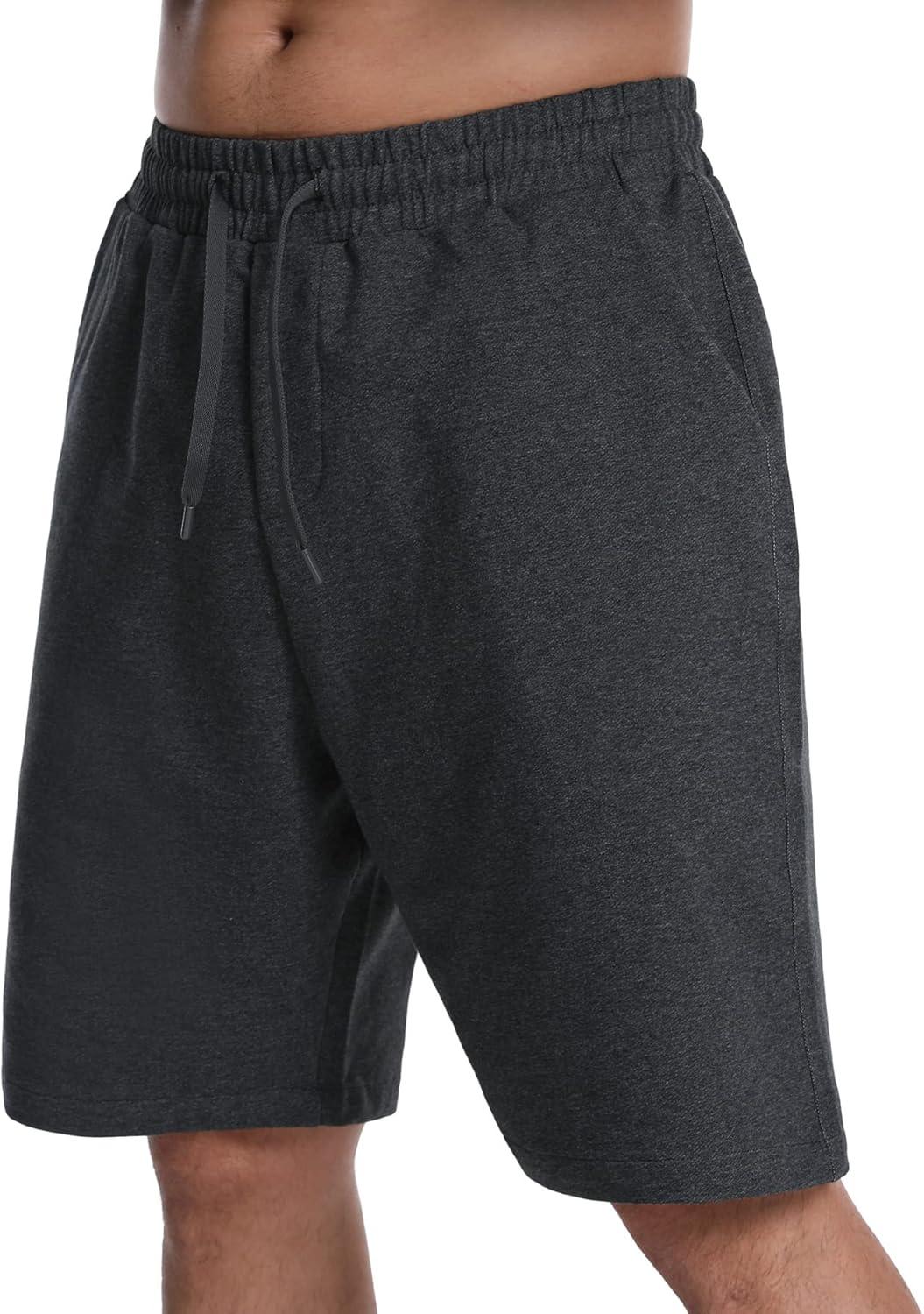imageMens Lounge Shorts with Deep Pockets Loosefit Jersey Shorts for RunningWorkoutTraining BasketballDark Grey