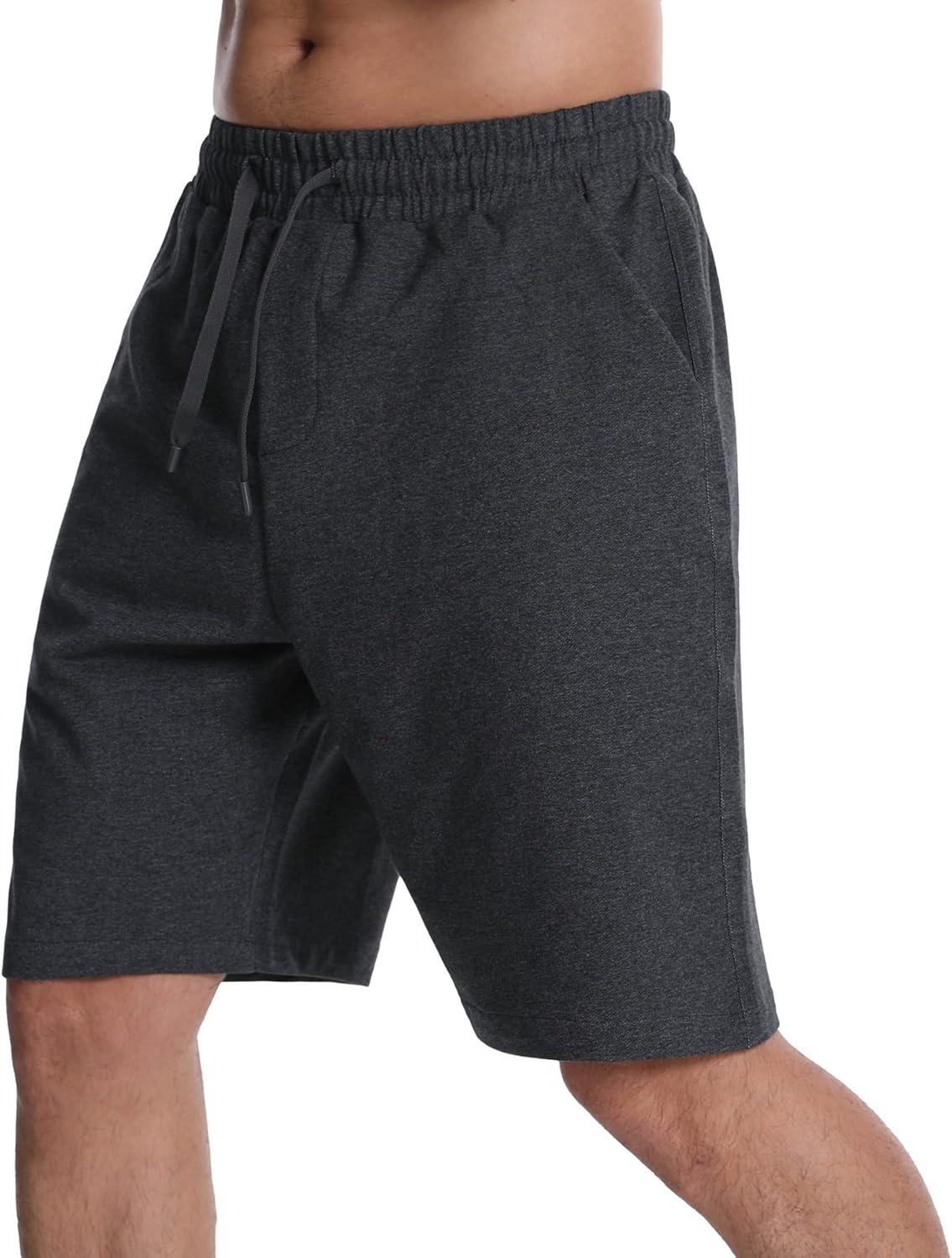 imageMens Lounge Shorts with Deep Pockets Loosefit Jersey Shorts for RunningWorkoutTraining BasketballDark Grey