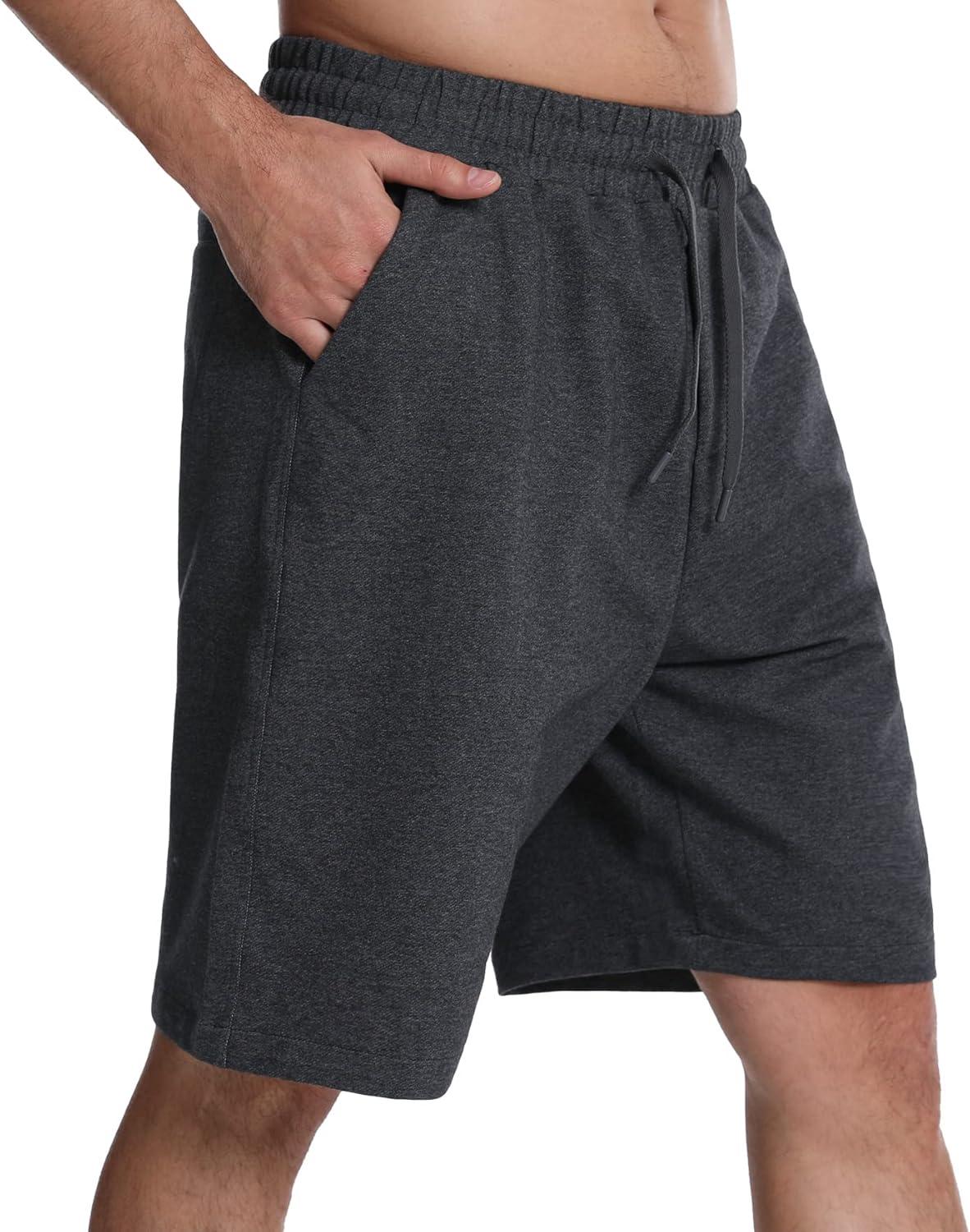 imageMens Lounge Shorts with Deep Pockets Loosefit Jersey Shorts for RunningWorkoutTraining BasketballDark Grey