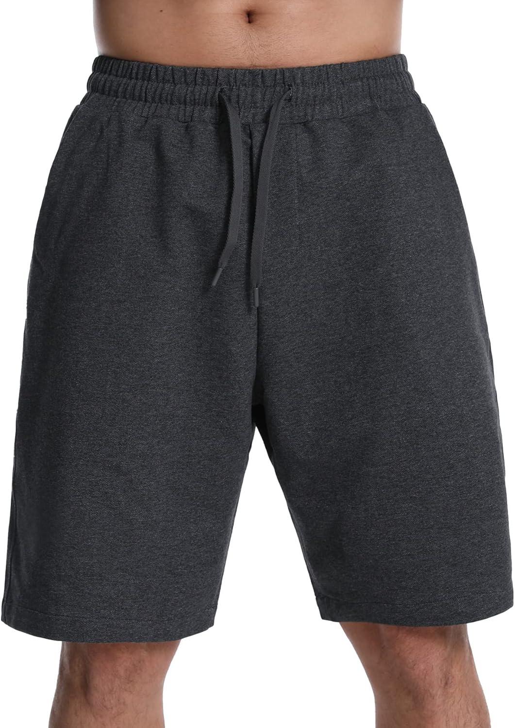imageMens Lounge Shorts with Deep Pockets Loosefit Jersey Shorts for RunningWorkoutTraining BasketballDark Grey