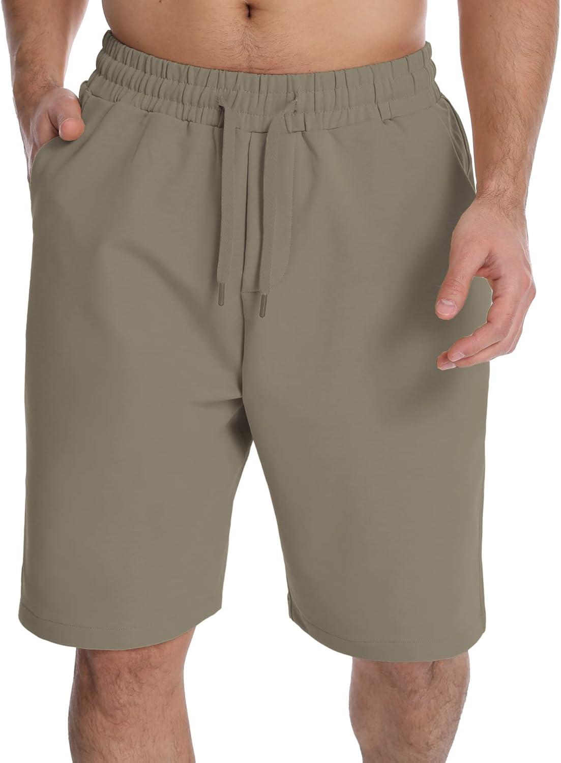 imageMens Lounge Shorts with Deep Pockets Loosefit Jersey Shorts for RunningWorkoutTraining BasketballGrey Brown