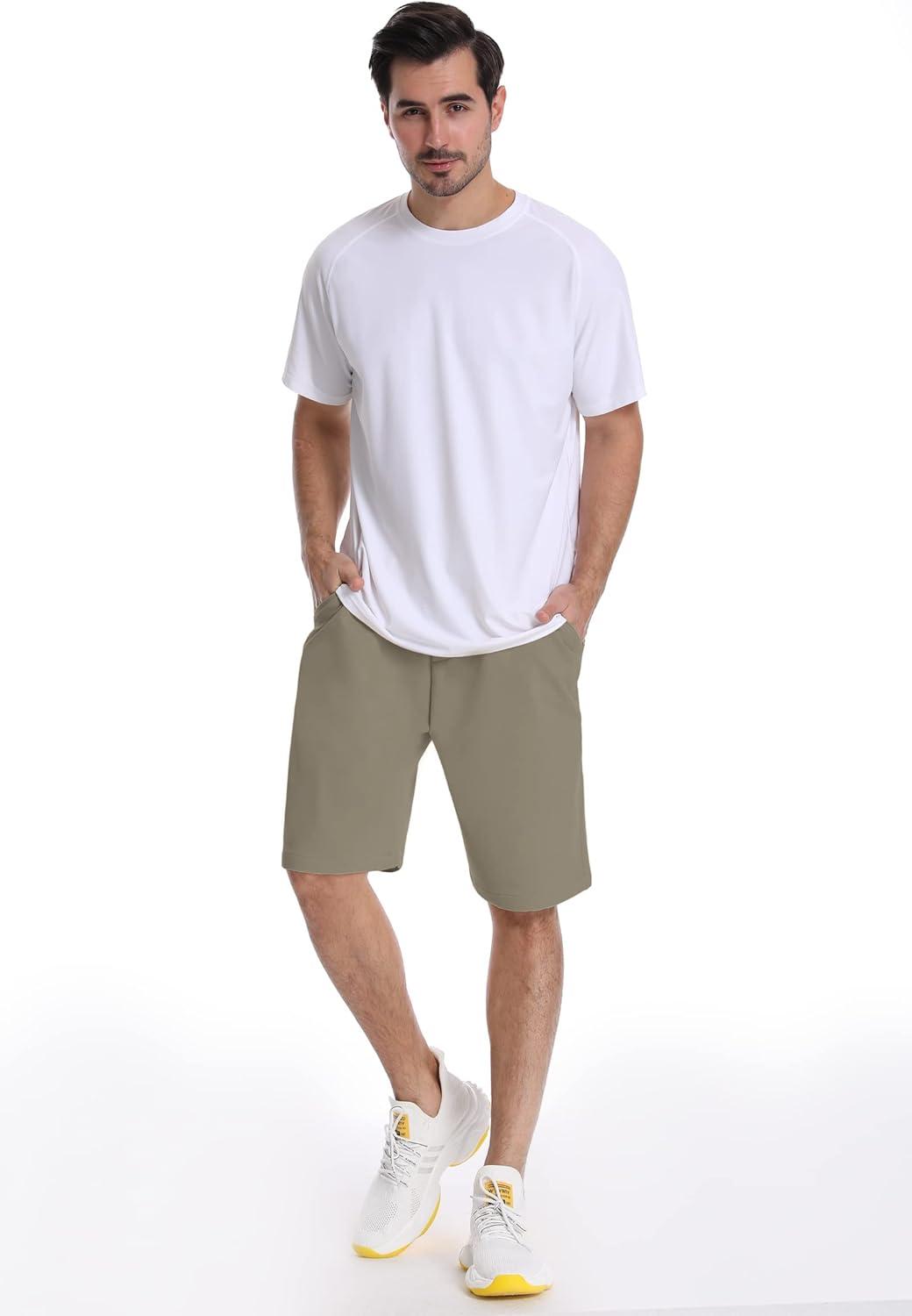 imageMens Lounge Shorts with Deep Pockets Loosefit Jersey Shorts for RunningWorkoutTraining BasketballGrey Brown