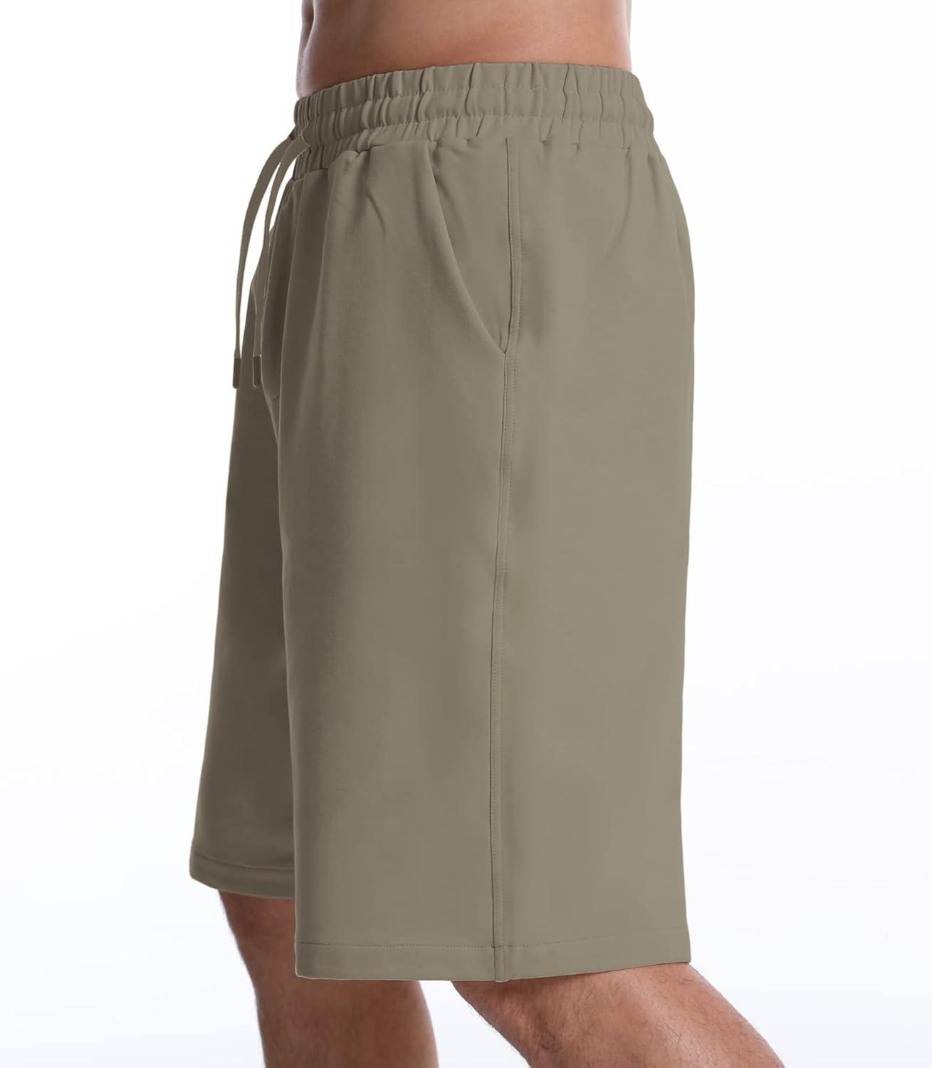 imageMens Lounge Shorts with Deep Pockets Loosefit Jersey Shorts for RunningWorkoutTraining BasketballGrey Brown