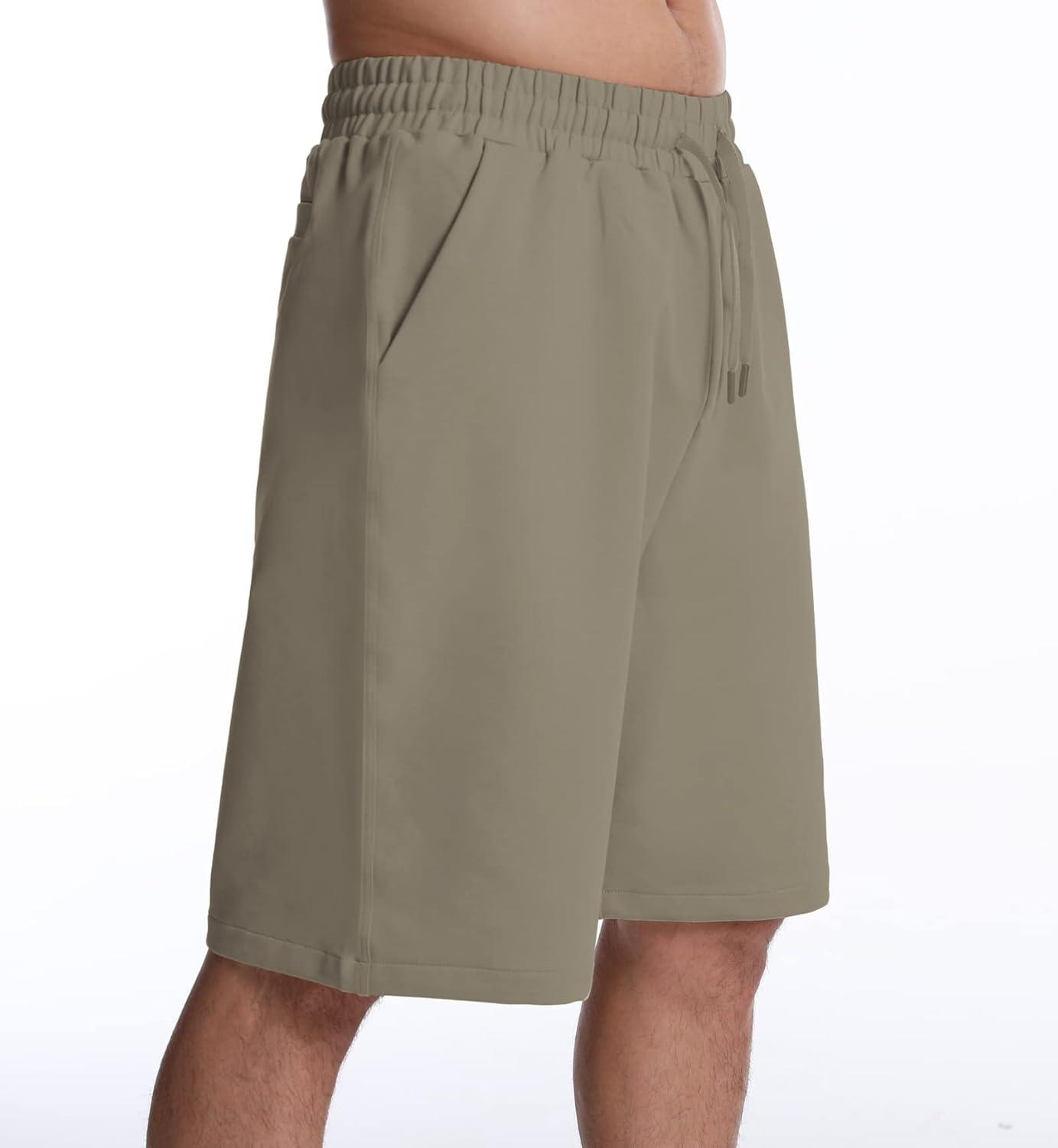 imageMens Lounge Shorts with Deep Pockets Loosefit Jersey Shorts for RunningWorkoutTraining BasketballGrey Brown