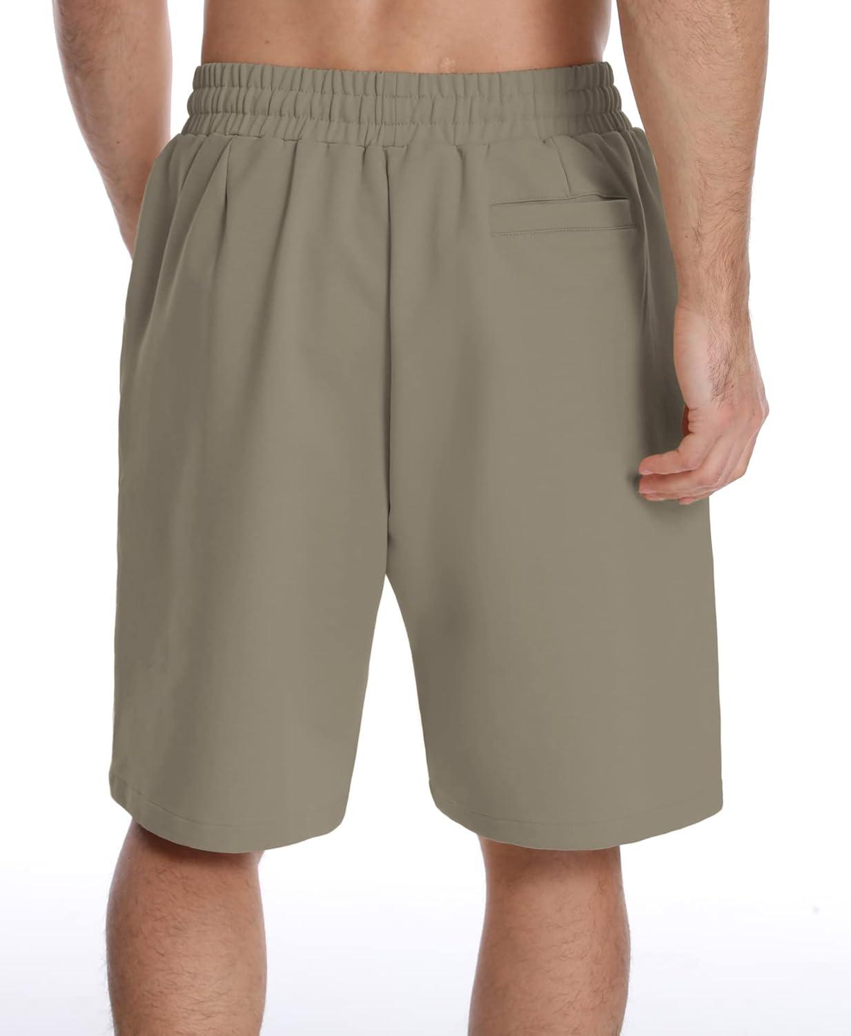 imageMens Lounge Shorts with Deep Pockets Loosefit Jersey Shorts for RunningWorkoutTraining BasketballGrey Brown