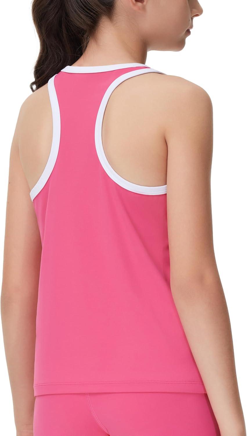 imageTHE GYM PEOPLE Girls Athletic Tank Tops Racerback Sleeveless Running Yoga Workout ShirtsBright Pink