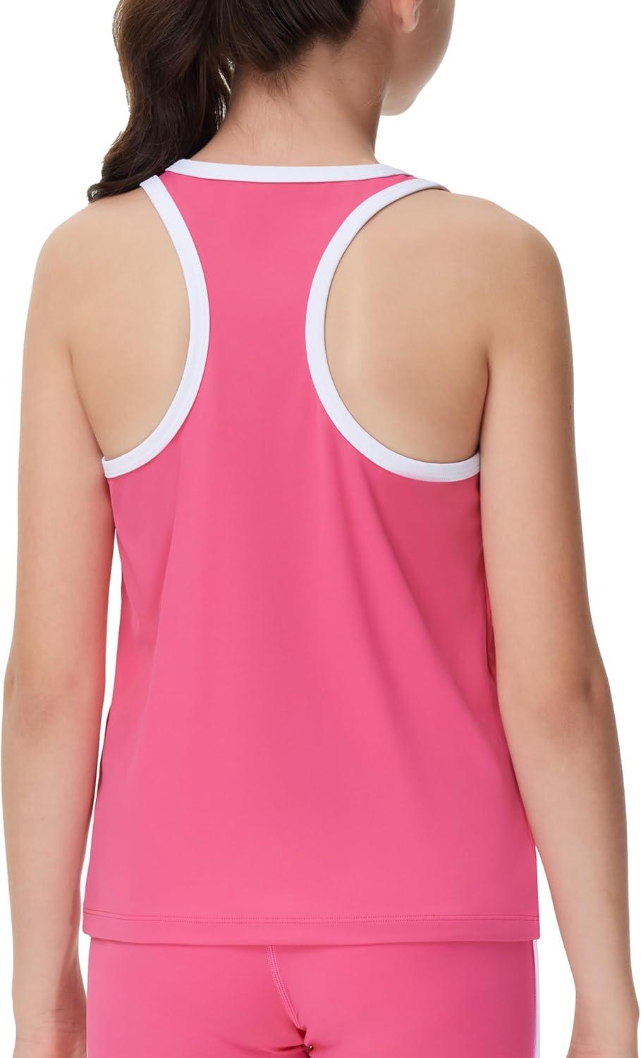 imageTHE GYM PEOPLE Girls Athletic Tank Tops Racerback Sleeveless Running Yoga Workout ShirtsBright Pink