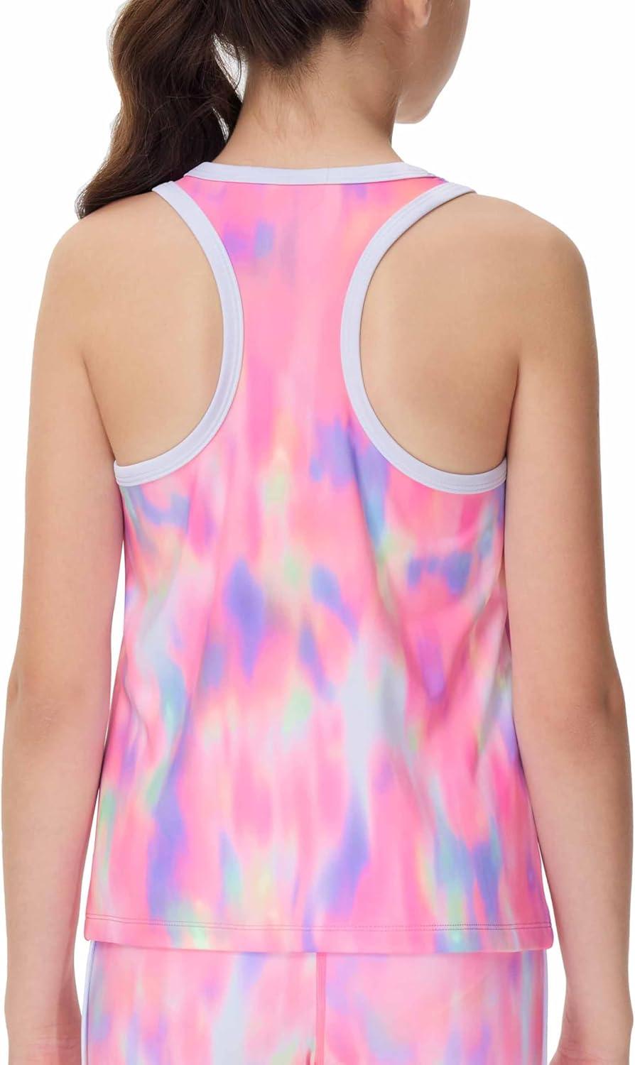 imageTHE GYM PEOPLE Girls Athletic Tank Tops Racerback Sleeveless Running Yoga Workout ShirtsColorful Pink