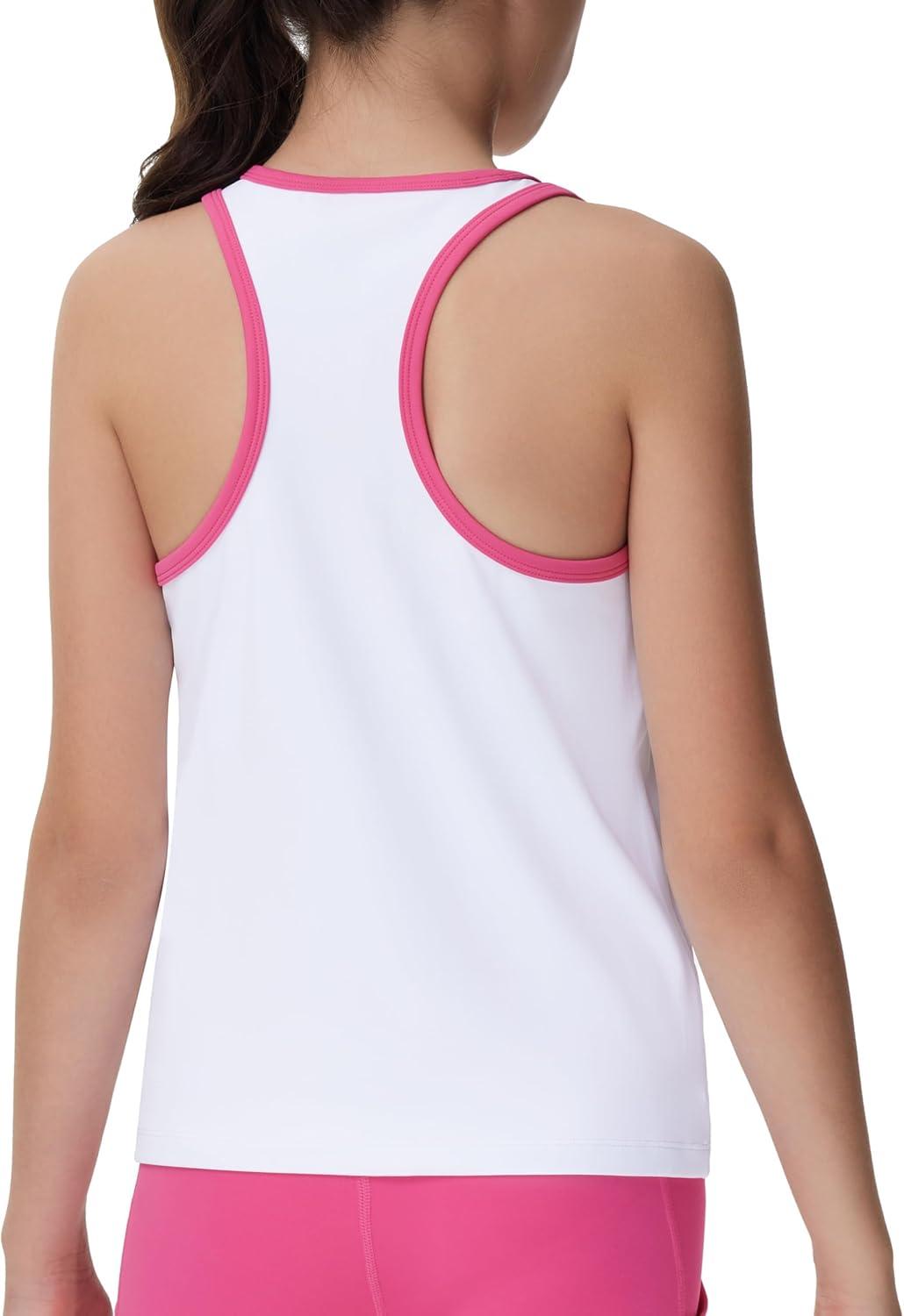 imageTHE GYM PEOPLE Girls Athletic Tank Tops Racerback Sleeveless Running Yoga Workout ShirtsWhite