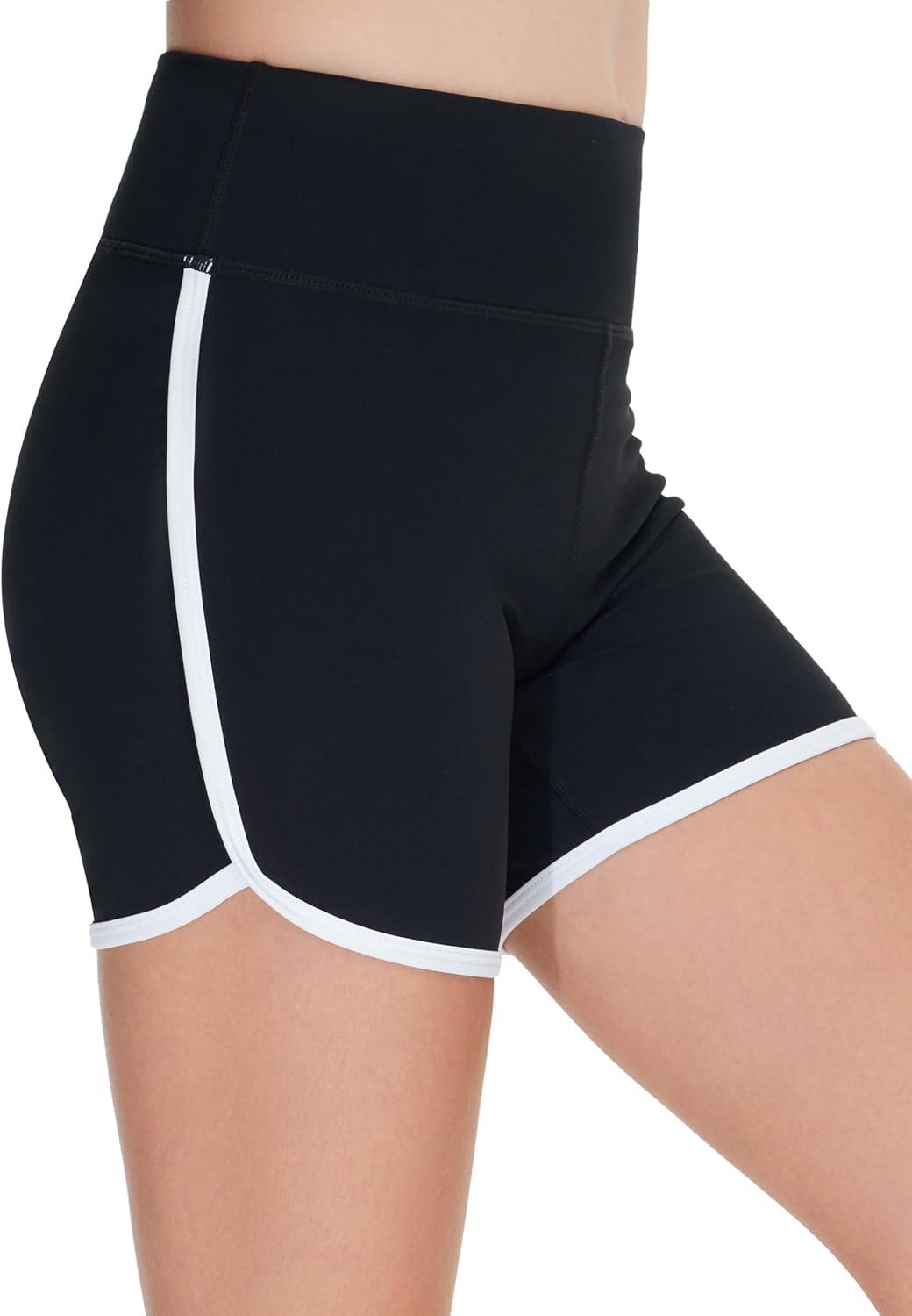 imageTHE GYM PEOPLE Girls High Waisted Workout Shorts Lightweight Athletic Dolphin Lounge Yoga ShortsBlack