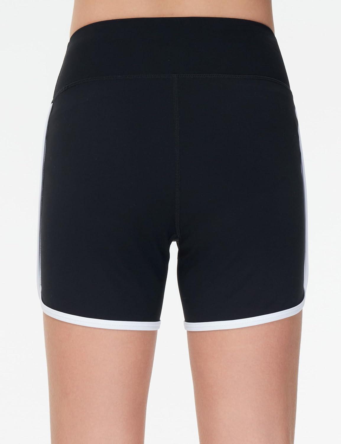 imageTHE GYM PEOPLE Girls High Waisted Workout Shorts Lightweight Athletic Dolphin Lounge Yoga ShortsBlack