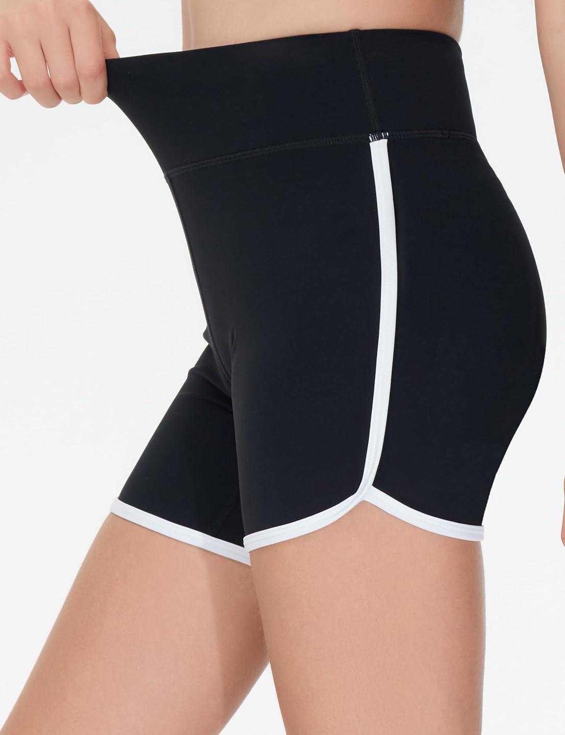 imageTHE GYM PEOPLE Girls High Waisted Workout Shorts Lightweight Athletic Dolphin Lounge Yoga ShortsBlack