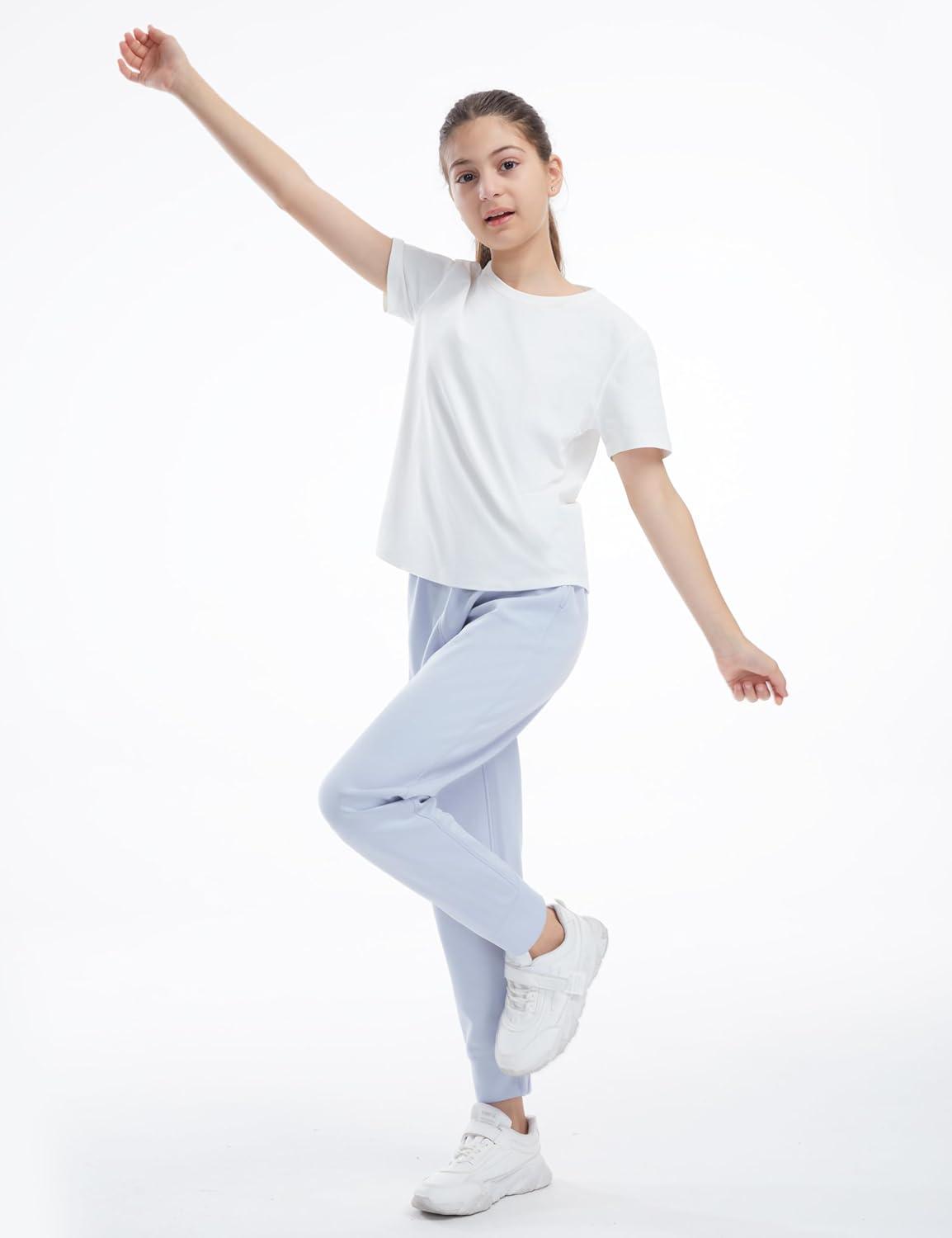 imageTHE GYM PEOPLE Girls Soft Workout Sweatpants Lightweight Casual Athletic Joggers Pants with PocketsLight Blue