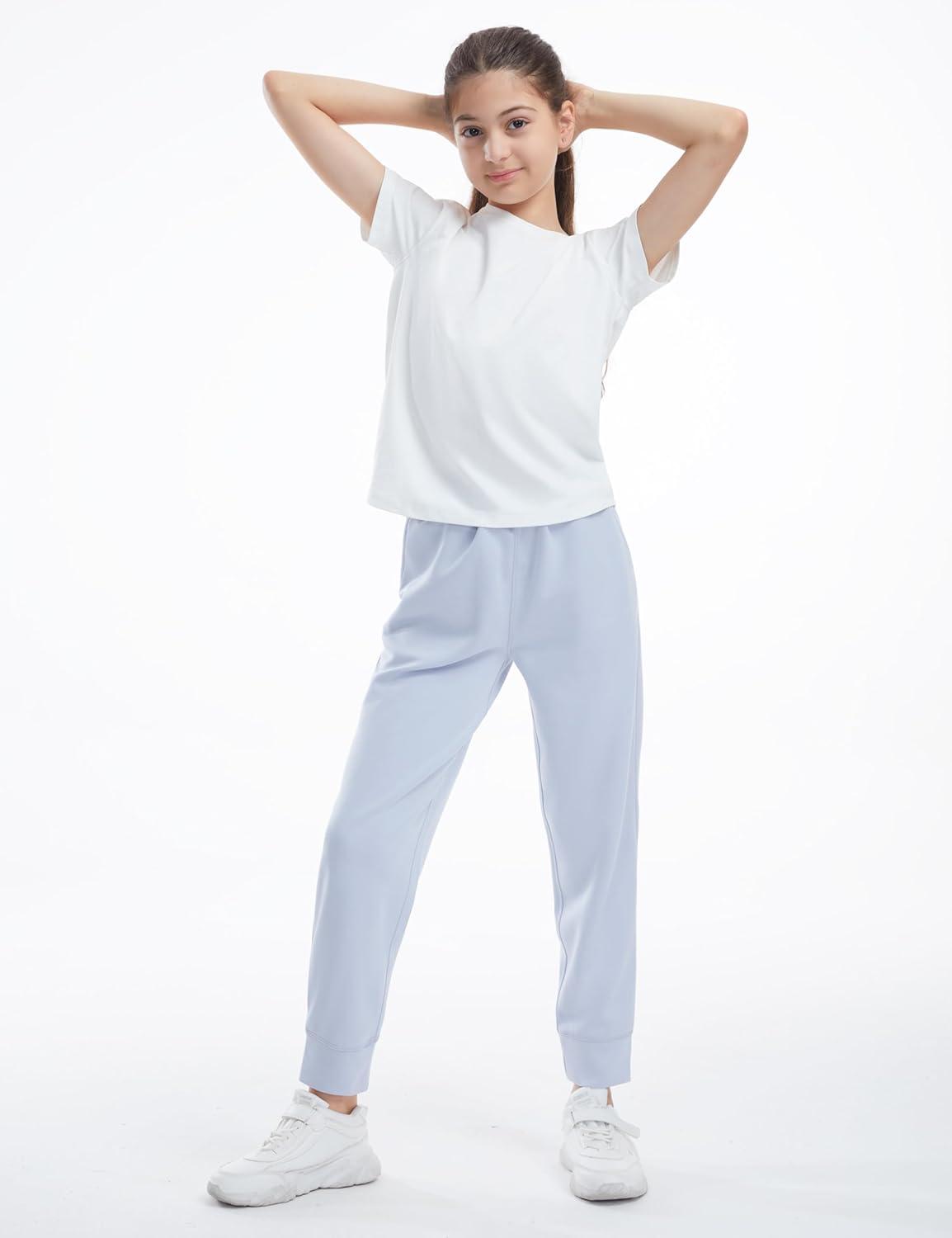 imageTHE GYM PEOPLE Girls Soft Workout Sweatpants Lightweight Casual Athletic Joggers Pants with PocketsLight Blue