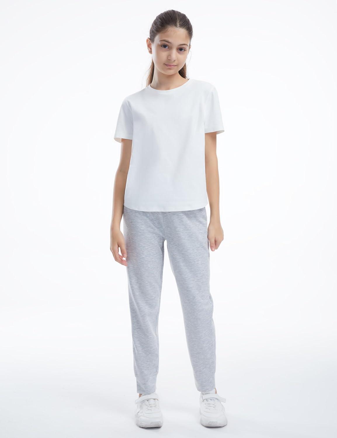 imageTHE GYM PEOPLE Girls Soft Workout Sweatpants Lightweight Casual Athletic Joggers Pants with PocketsLight Heather Grey