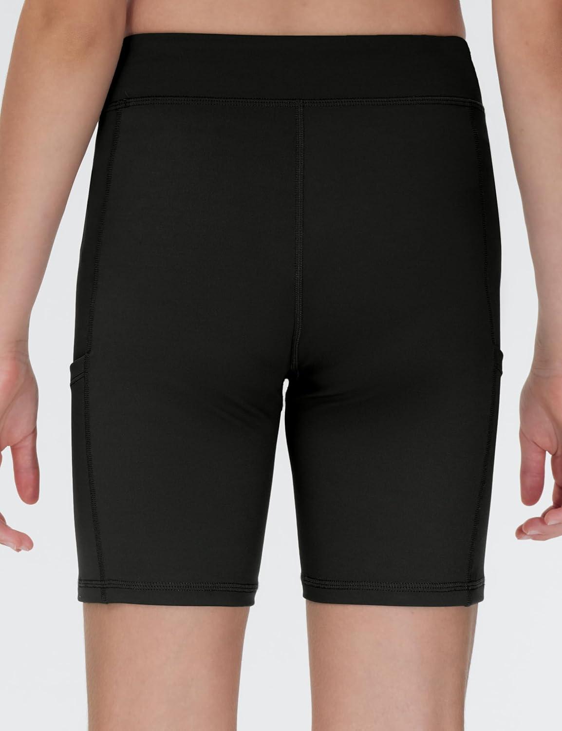 imageTHE GYM PEOPLE Girls Volleyball Shorts Kids High Waist Dance Workout Gymnastics Biker Athletic Shorts with PocketBlack