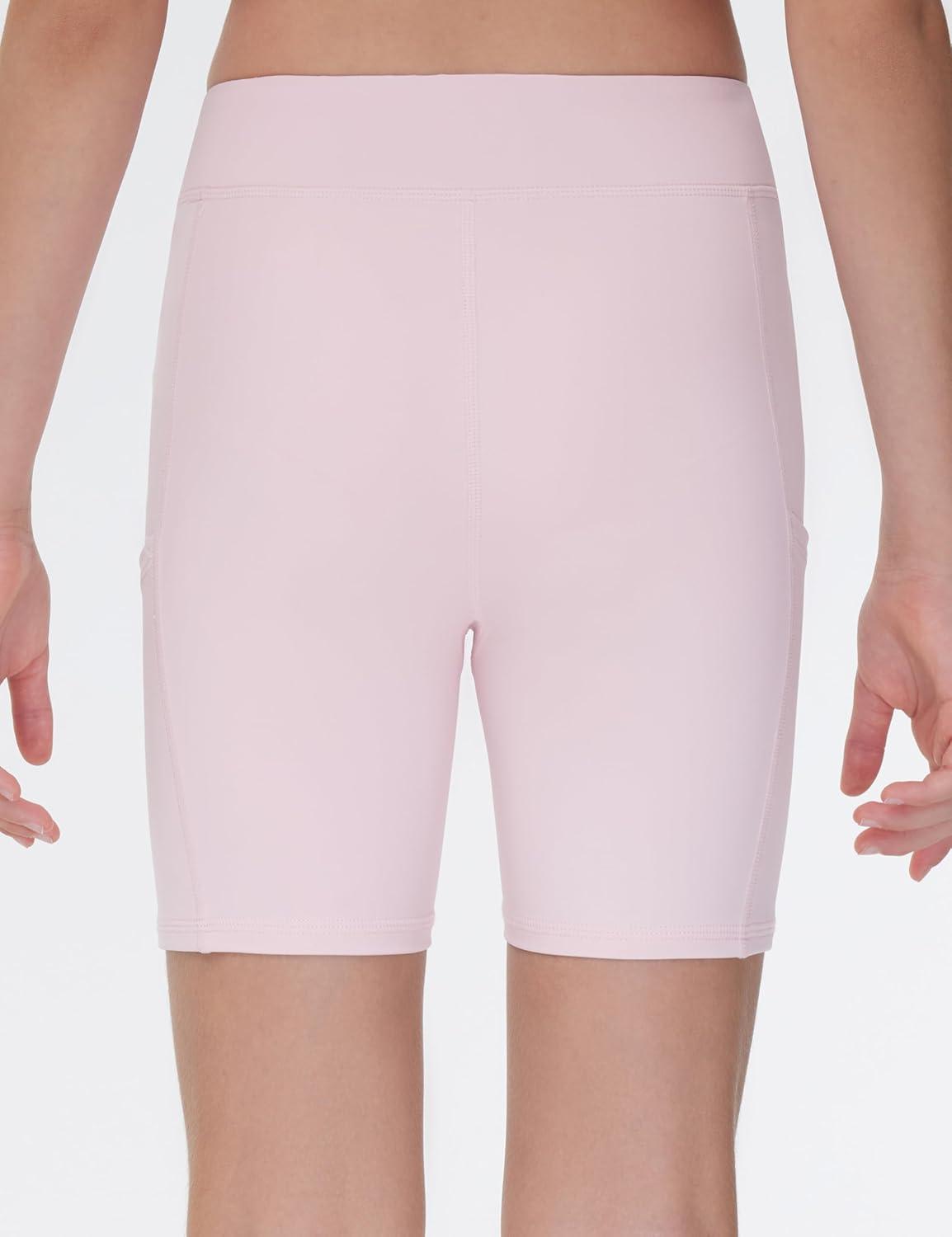 imageTHE GYM PEOPLE Girls Volleyball Shorts Kids High Waist Dance Workout Gymnastics Biker Athletic Shorts with PocketPink