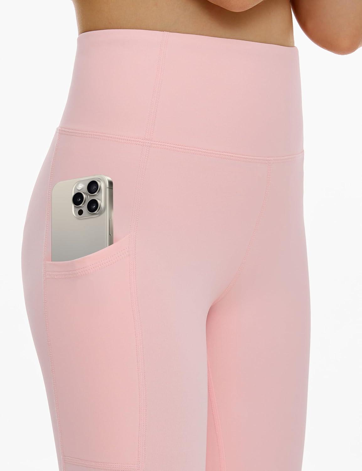 imageTHE GYM PEOPLE Girls Workout Leggings Kids High Waist Stretch Athletic Dance Yoga Pants with PocketsPink