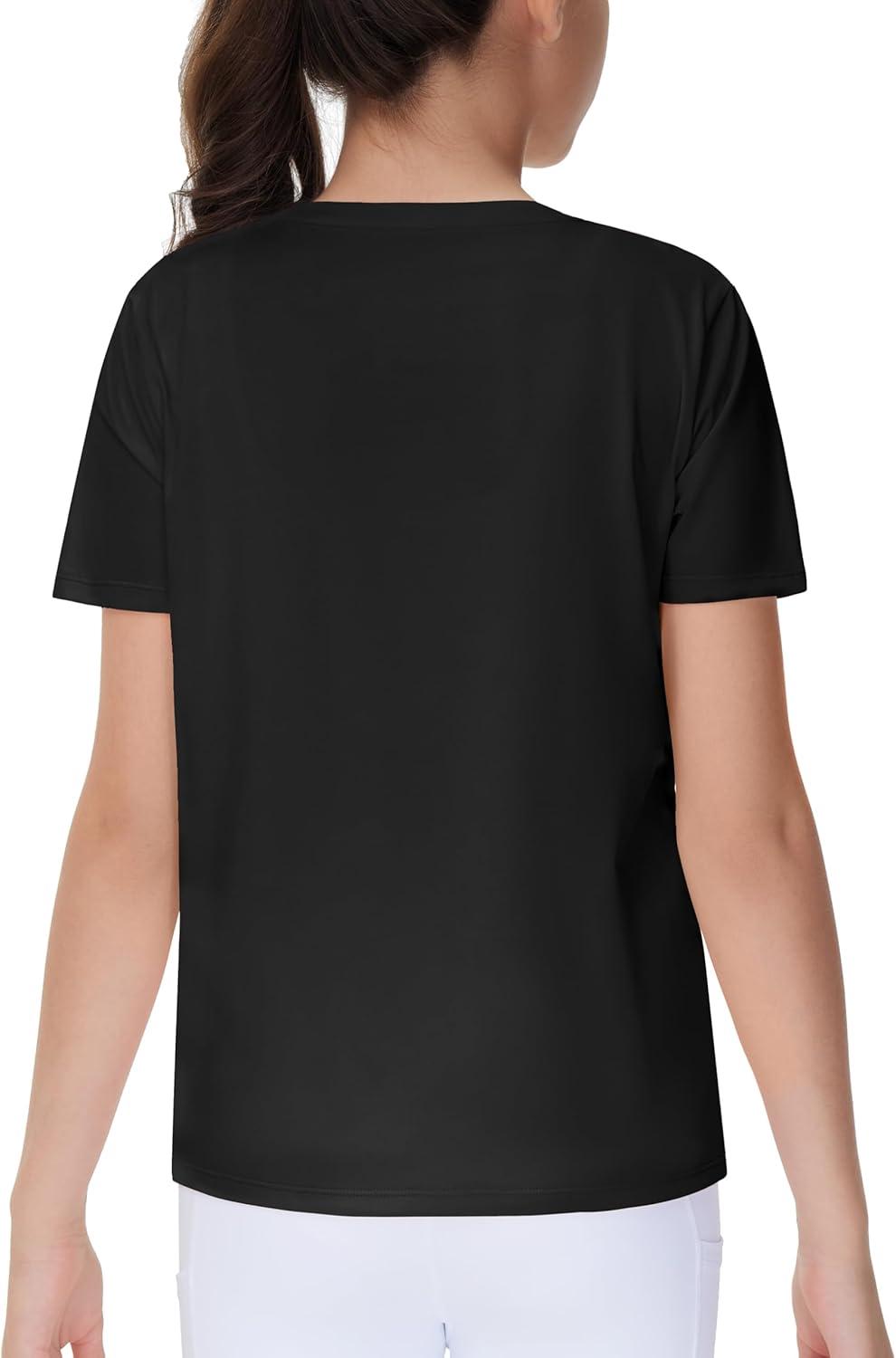 imageTHE GYM PEOPLE Girls Workout Shirts Short Sleeve Loose Fit Crewneck Running Yoga Tee TopsBlack