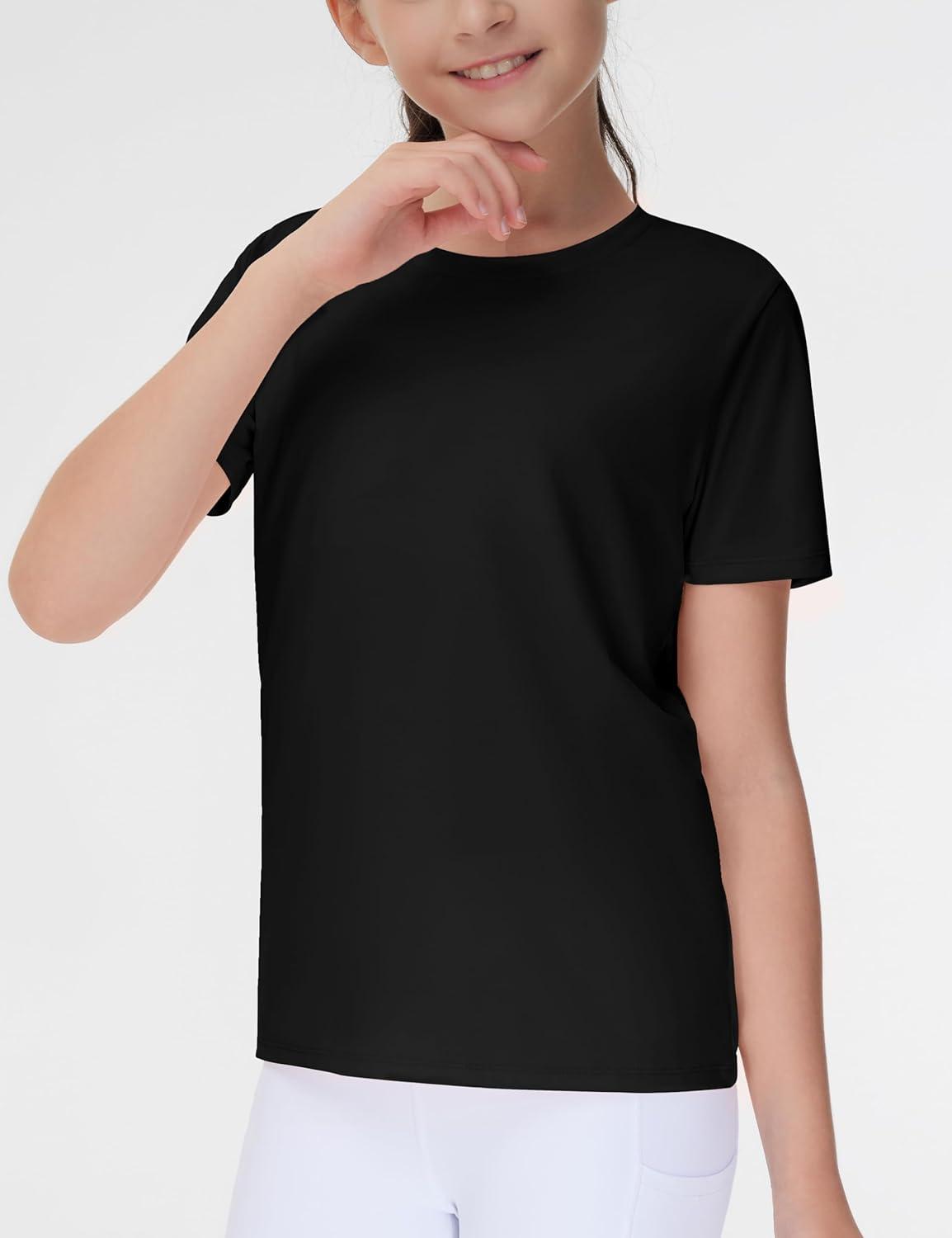 imageTHE GYM PEOPLE Girls Workout Shirts Short Sleeve Loose Fit Crewneck Running Yoga Tee TopsBlack