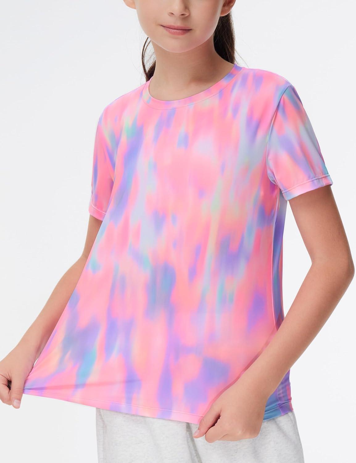 imageTHE GYM PEOPLE Girls Workout Shirts Short Sleeve Loose Fit Crewneck Running Yoga Tee TopsColorful Pink