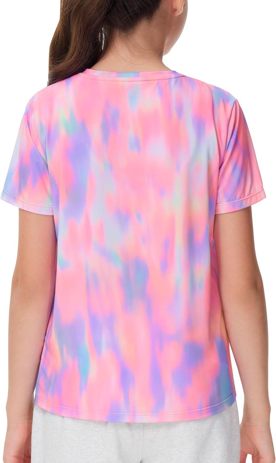 imageTHE GYM PEOPLE Girls Workout Shirts Short Sleeve Loose Fit Crewneck Running Yoga Tee TopsColorful Pink