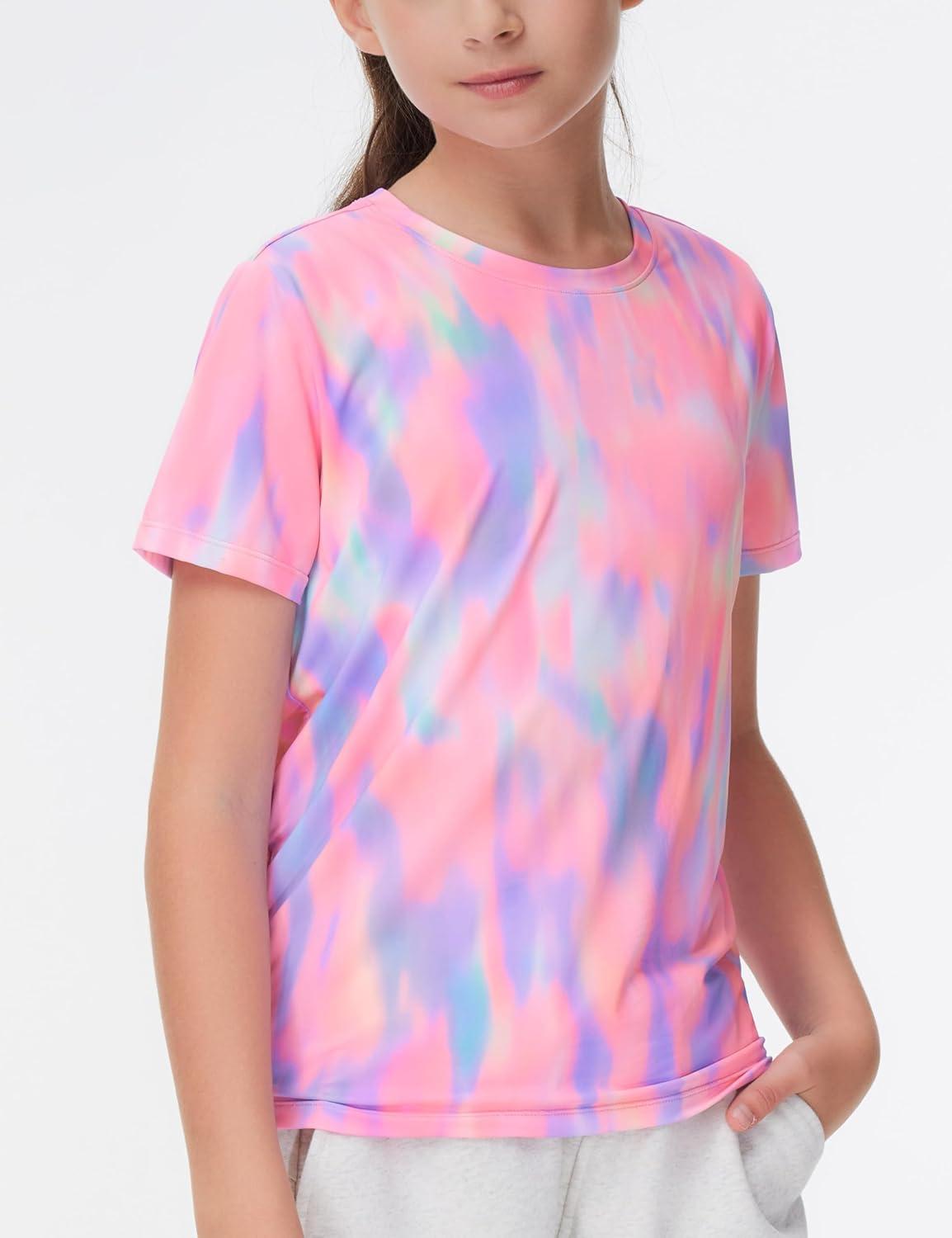 imageTHE GYM PEOPLE Girls Workout Shirts Short Sleeve Loose Fit Crewneck Running Yoga Tee TopsColorful Pink