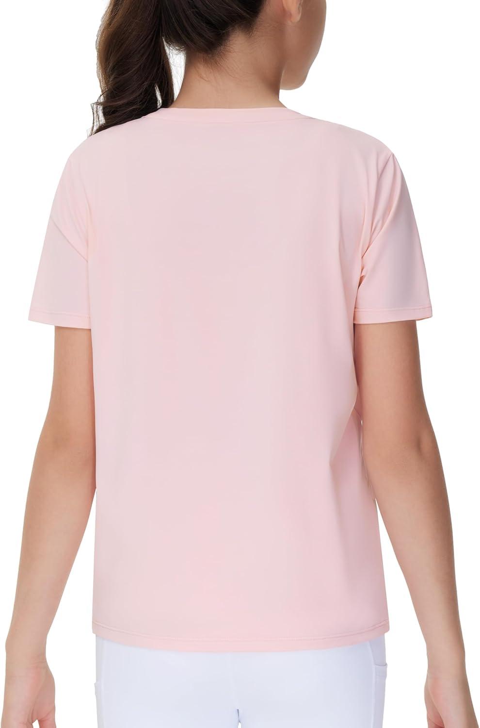 imageTHE GYM PEOPLE Girls Workout Shirts Short Sleeve Loose Fit Crewneck Running Yoga Tee TopsPink