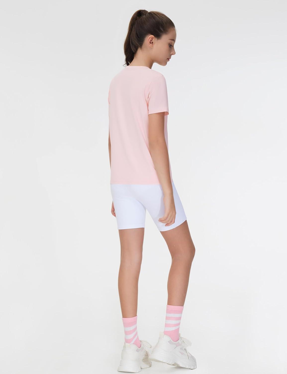 imageTHE GYM PEOPLE Girls Workout Shirts Short Sleeve Loose Fit Crewneck Running Yoga Tee TopsPink