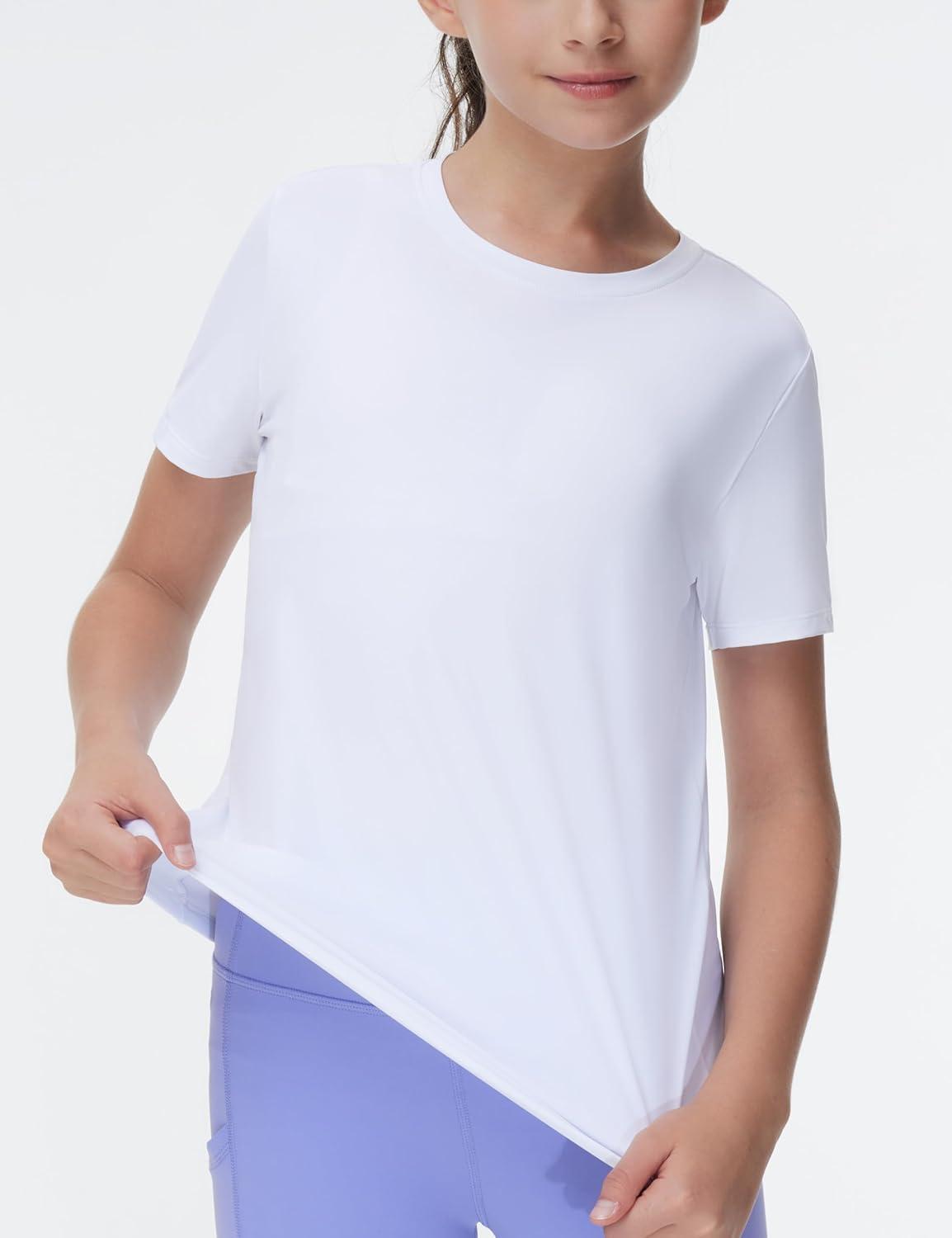 imageTHE GYM PEOPLE Girls Workout Shirts Short Sleeve Loose Fit Crewneck Running Yoga Tee TopsWhtie
