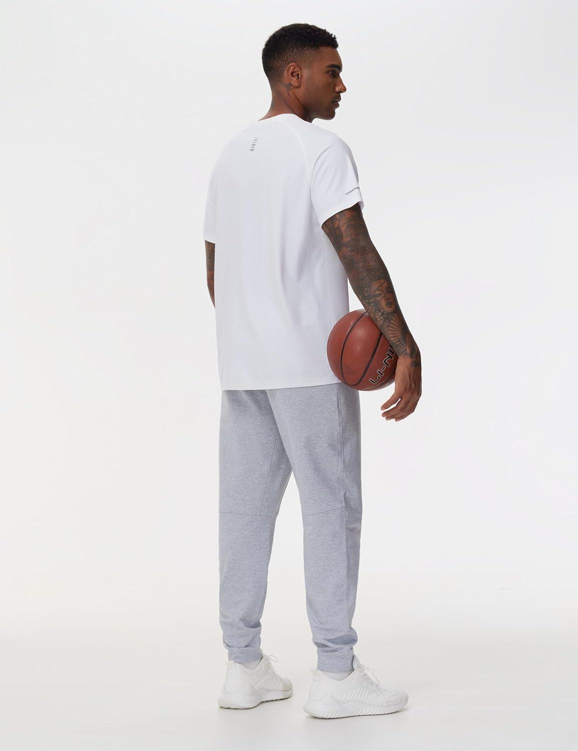 imageTHE GYM PEOPLE Mens Drawstring Workout Joggers Pants Lightweight Tapered Running Lounge Sweatpants with PocketsGrey